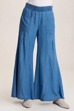 Florentine Mock-Denim Wide-Leg Pant Seasonal Basic