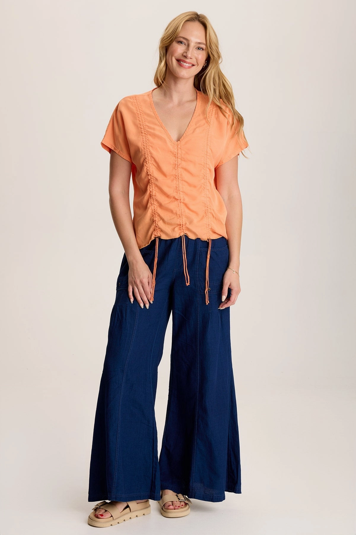 Florentine Mock-Denim Wide-Leg Pant Tear Resistant Light and Cozy
