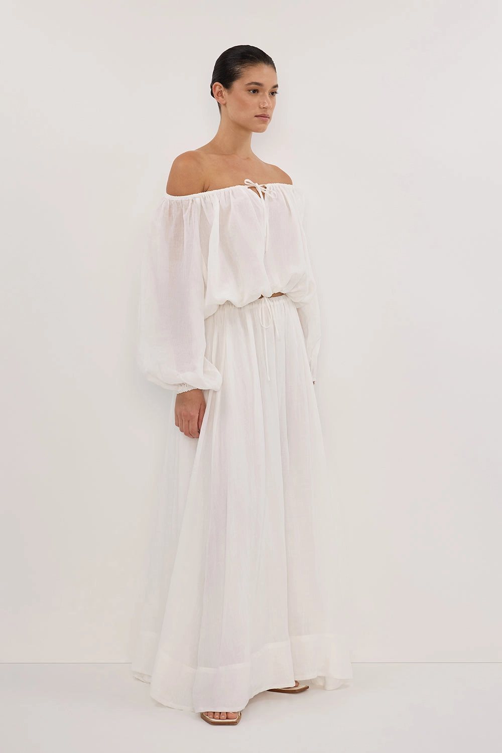 Chill Look LAYNE WHITE RAMIE MAXI SKIRT