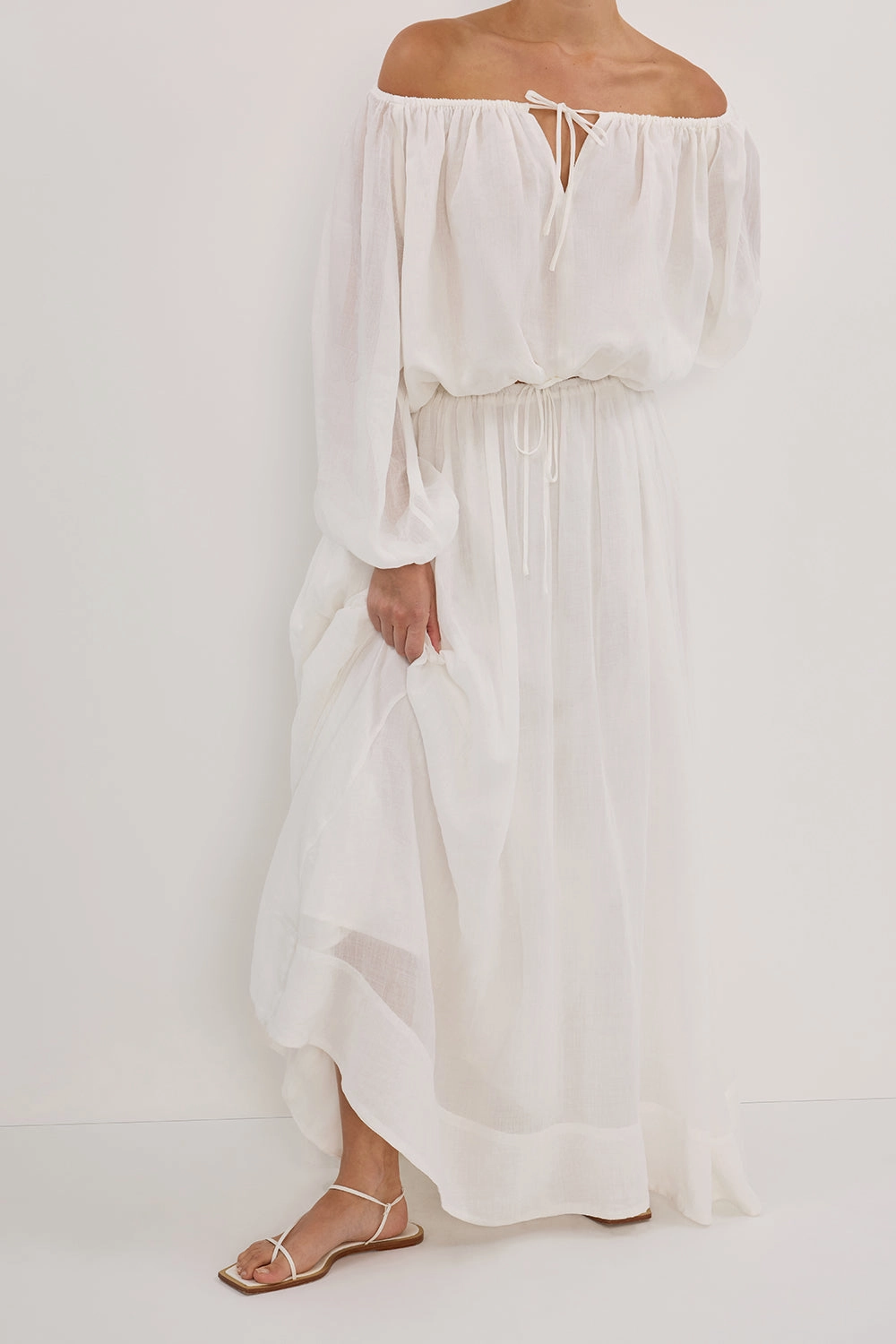 Invisible Seams Minimalist Style LAYNE WHITE RAMIE MAXI SKIRT