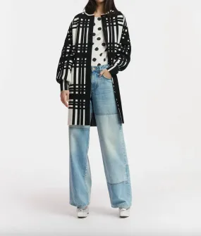 Layered Comfort Flow Long Cardigan In Black/white