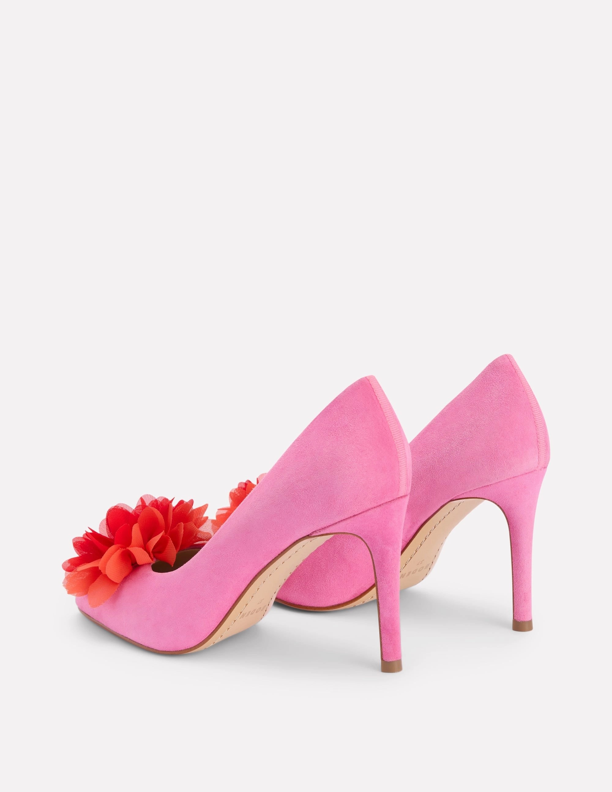 Flower Point Heels-Hot Pink Leather Insole