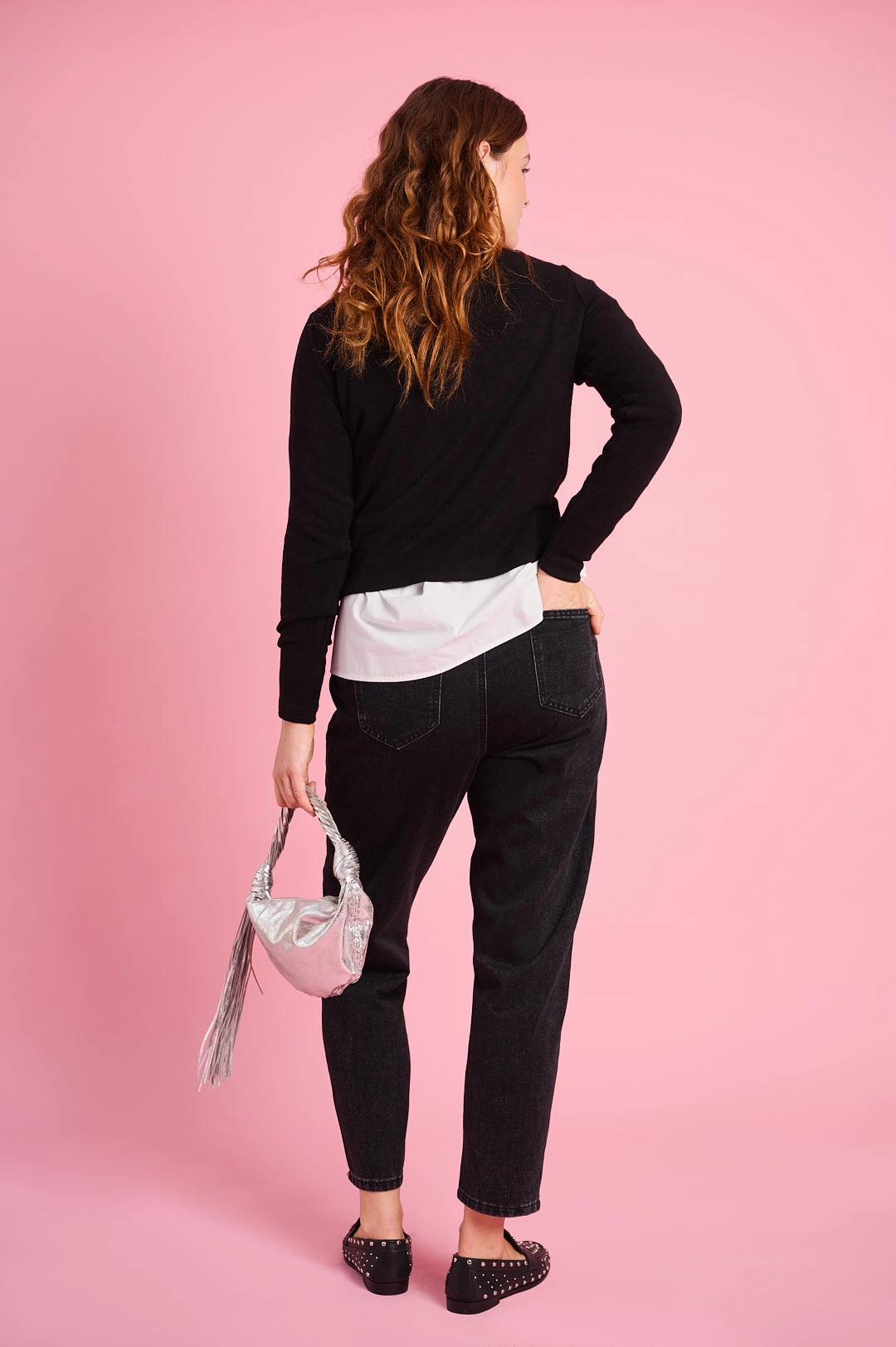Architectural Tailoring DoubleLayered Collar The Cut and Sew Cardigan in Black