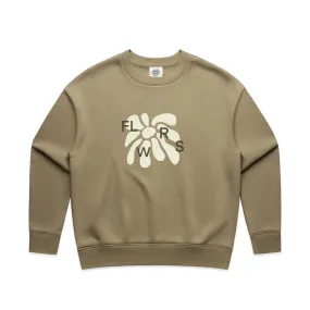 FLWRS Relaxed Crew Neck Sweater - Sand Layered Knit Style Comfy Essentials