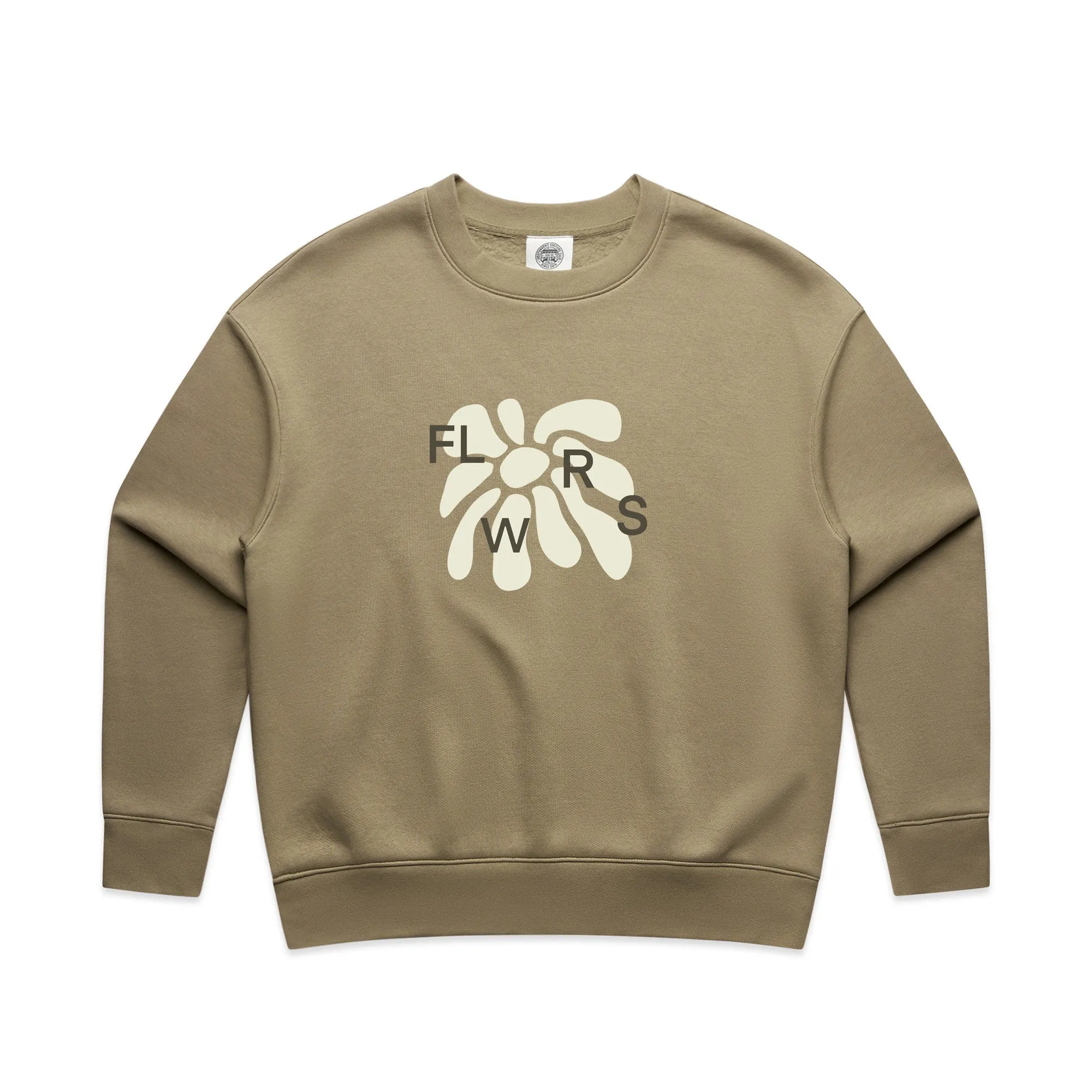 FLWRS Relaxed Crew Neck Sweater - Sand Layered Knit Style Comfy Essentials