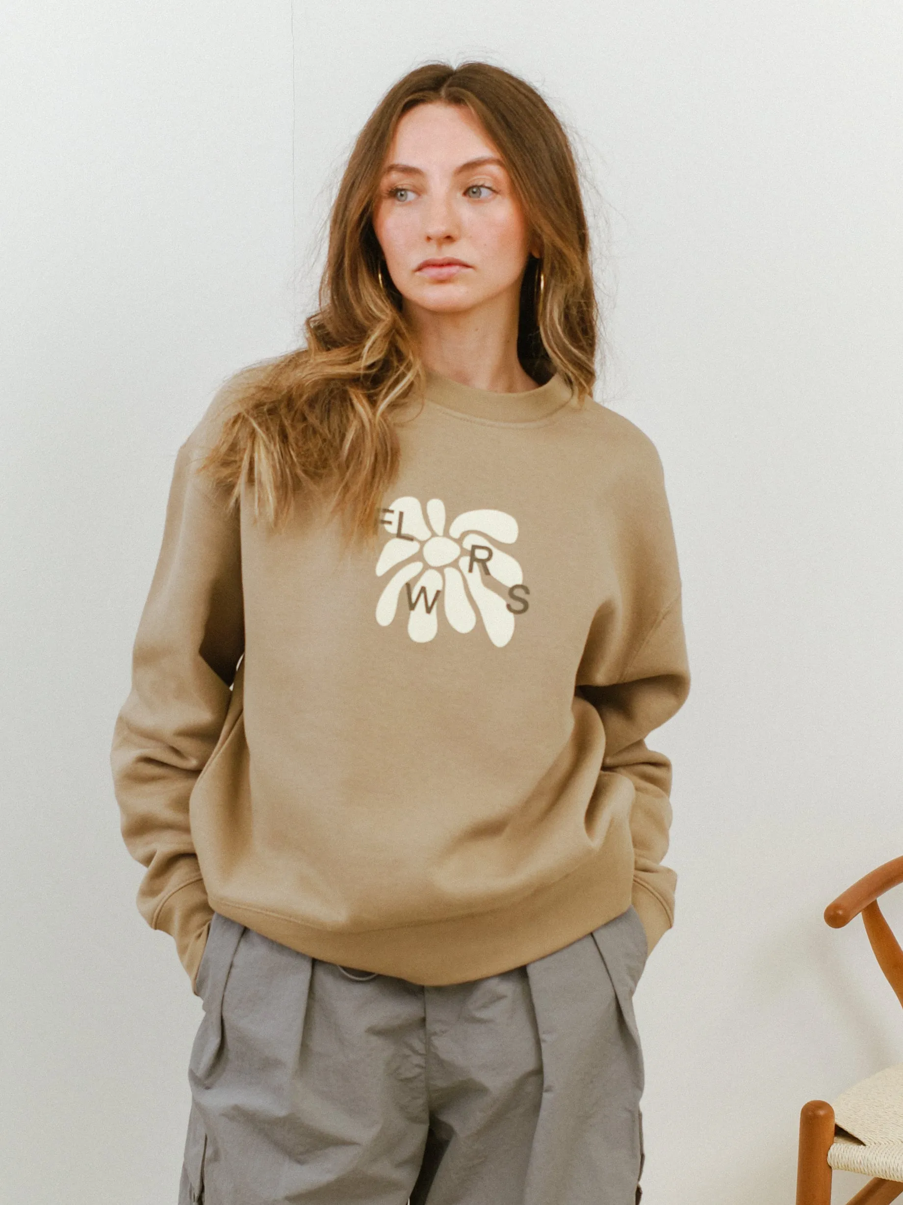 Modern Knitwear FLWRS Relaxed Crew Neck Sweater - Sand