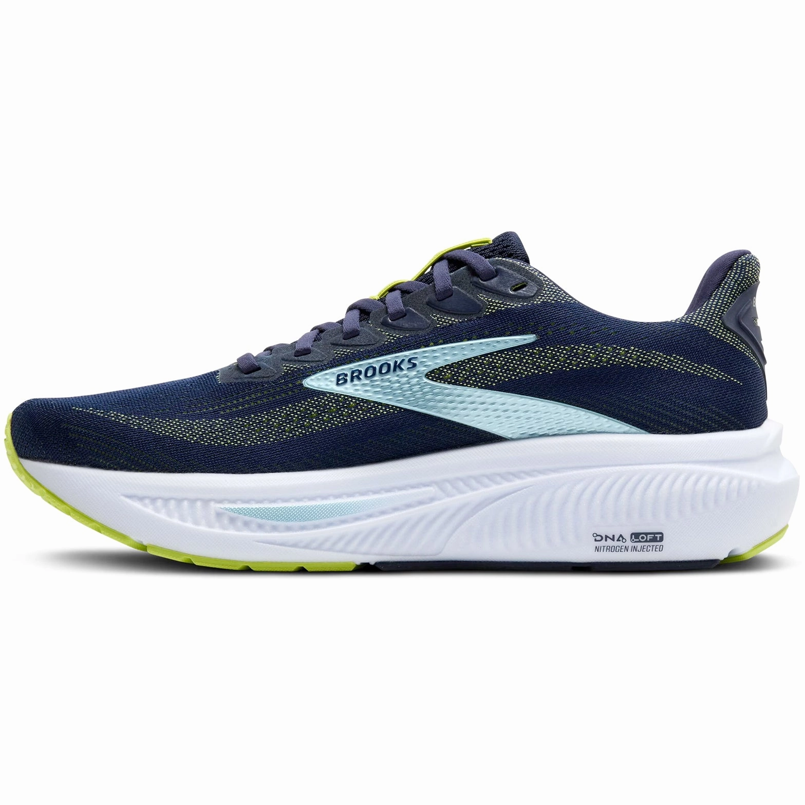 wide - toe box shoes Arch Support Systems Men's Ghost 17 Running Shoes Peacoat / Lime / Blue