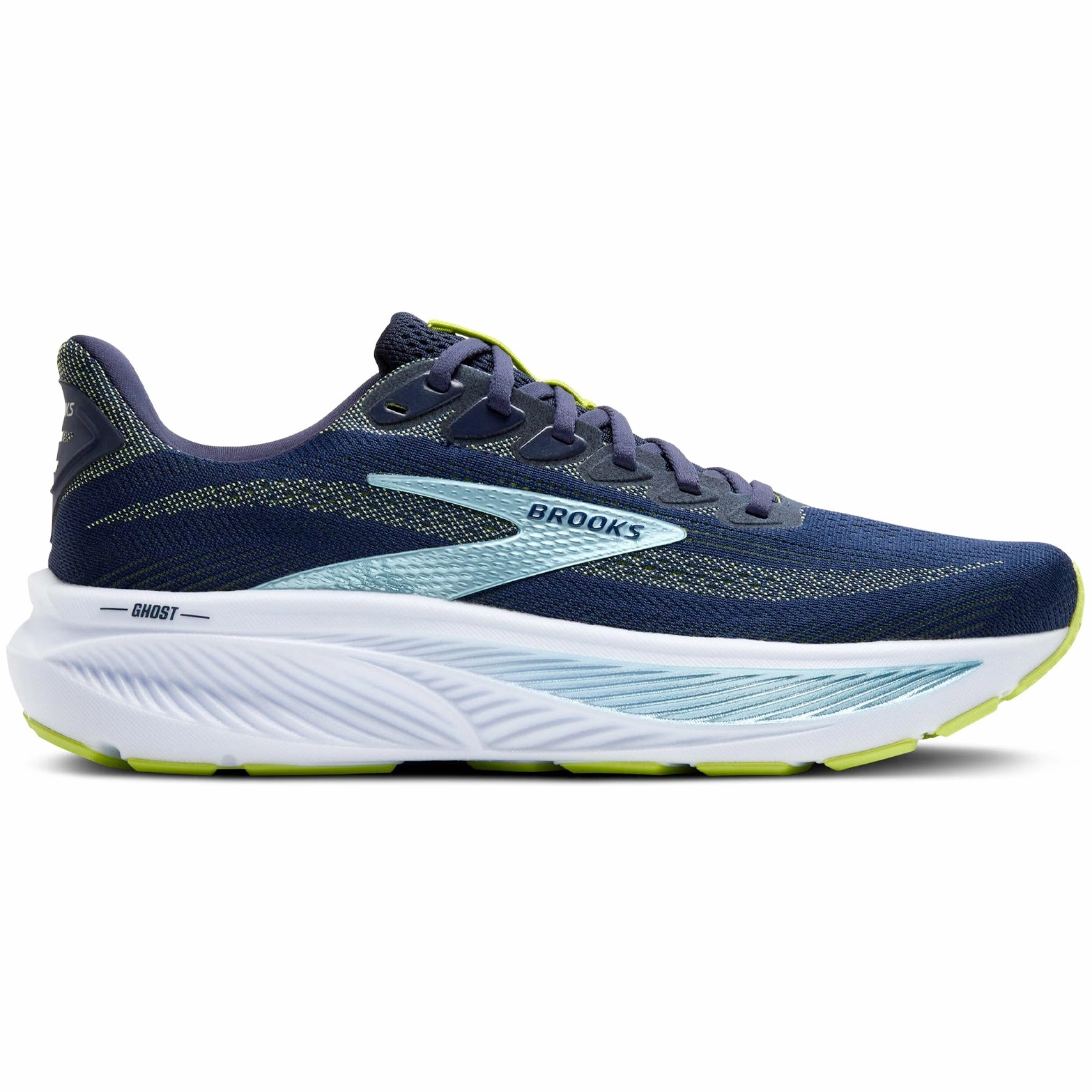 Hyperboloid Structure Stretch Engineered Upper Men's Ghost 17 Running Shoes Peacoat / Lime / Blue