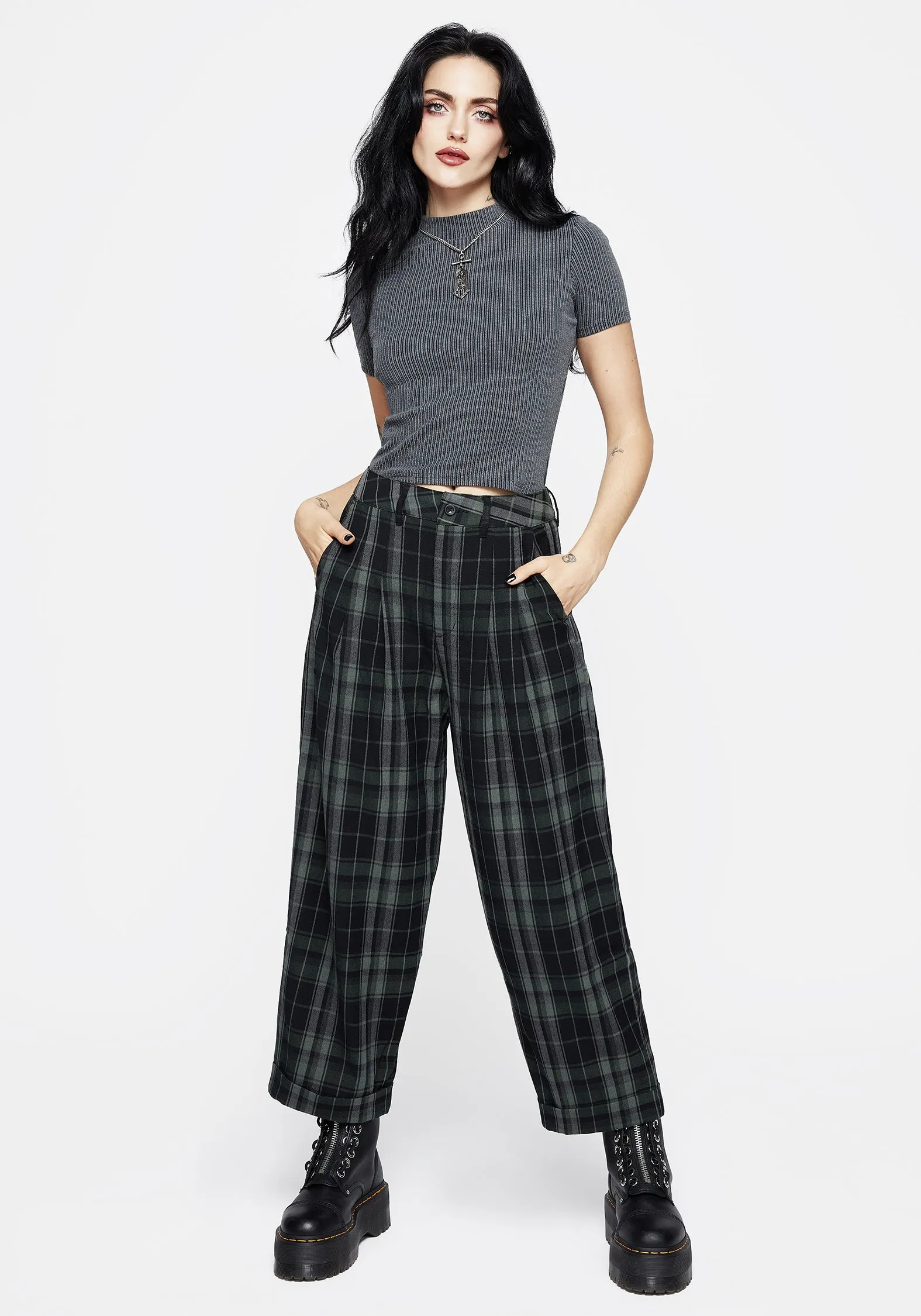Bittersweet Check Pants Low Profile Waistband