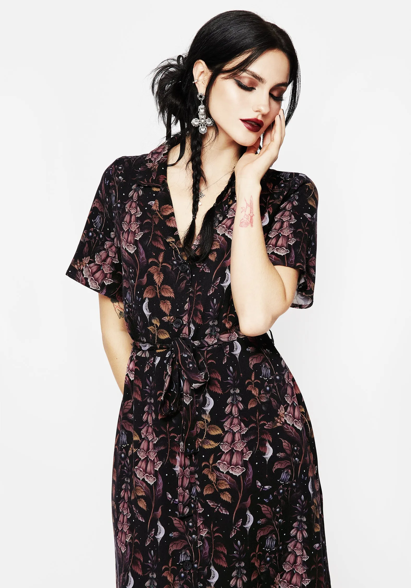 Light Elegance All-Occasion Wear Foxglove Midi Shirt Dress