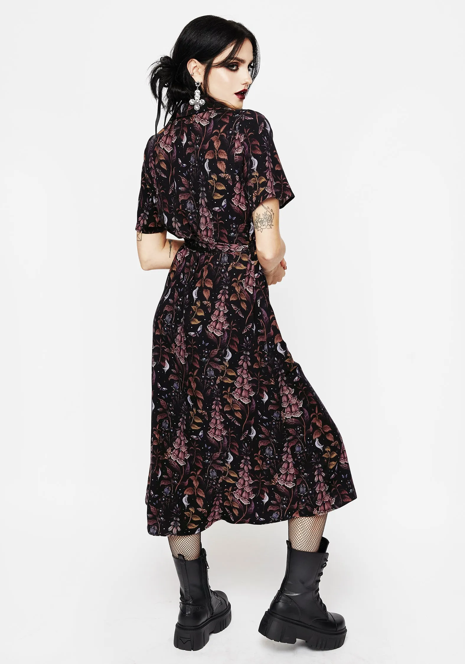 Odor-Control Weekend Chic Foxglove Midi Shirt Dress