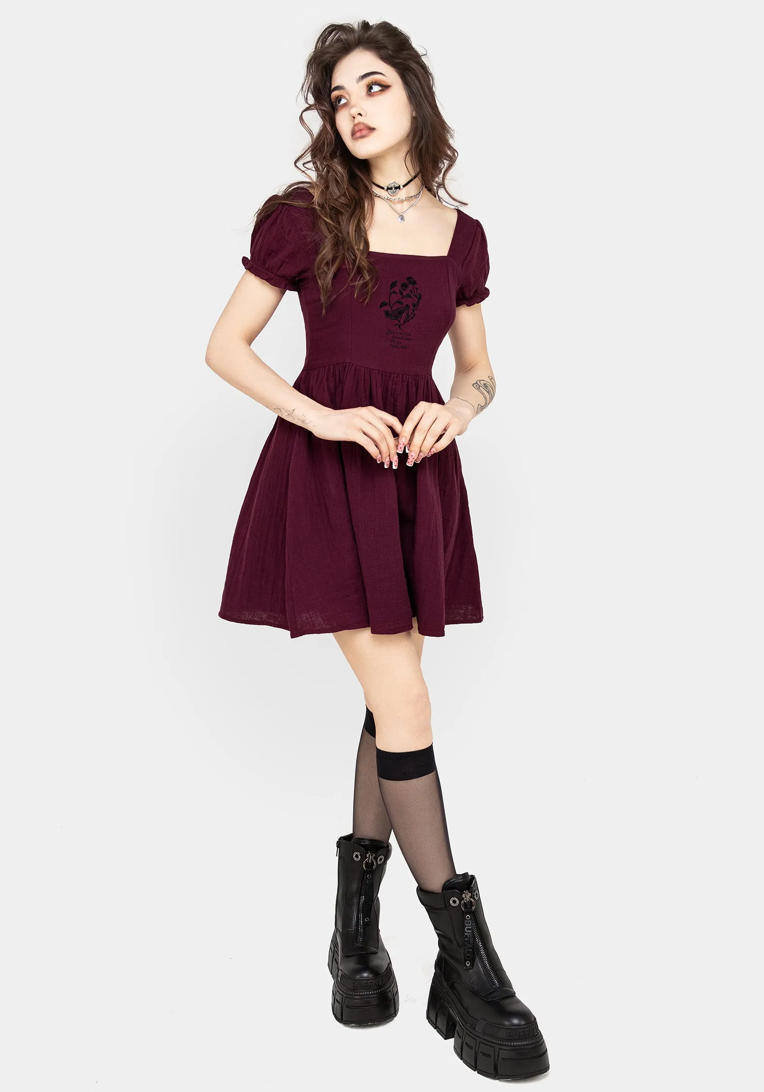 Frances Embroidered Cotton Mini Dress Texture Blend Office Wear