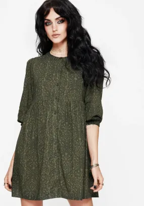 Timeless Comfort Francesca Dragon Printed Button Up Smock Mini Dress