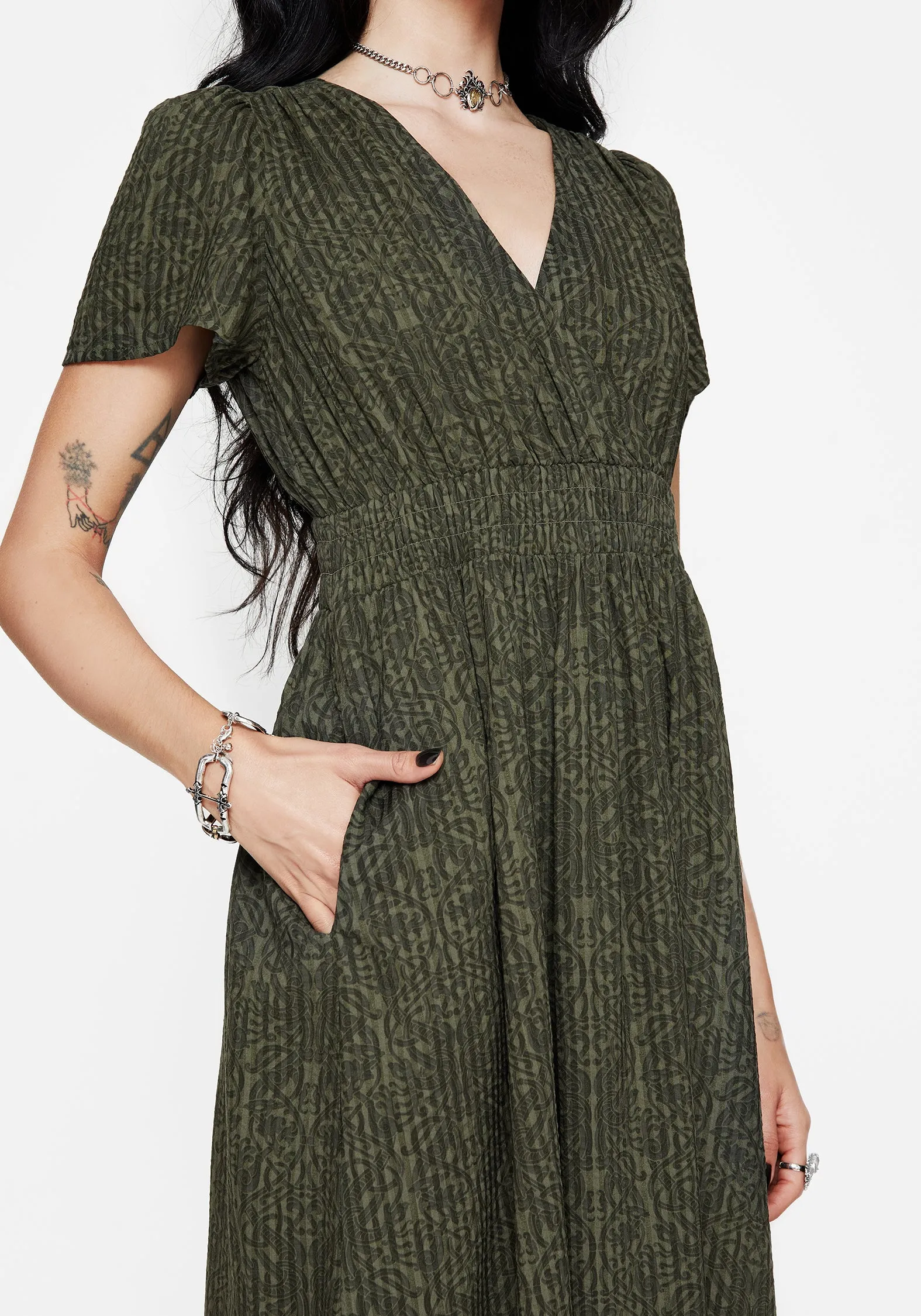 Formal Setting Francesca Dragon Printed Wrap Over Midaxi Dress