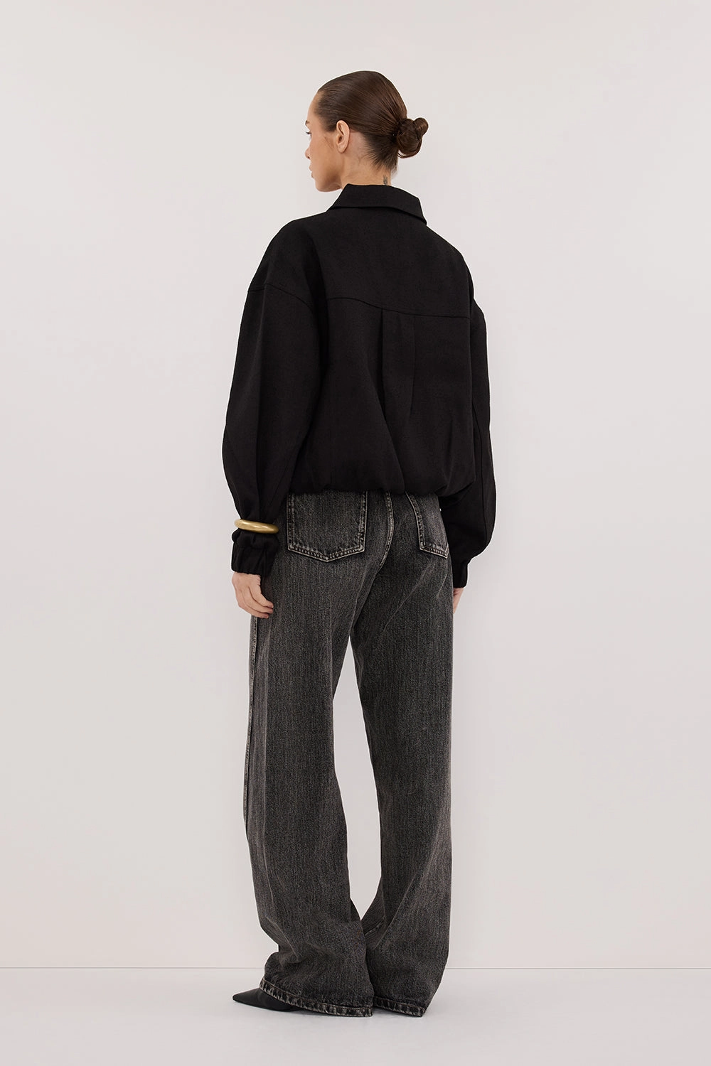 Comfy Vibes Stretch Knit FRANKIE BLACK TWEED BOMBER JACKET
