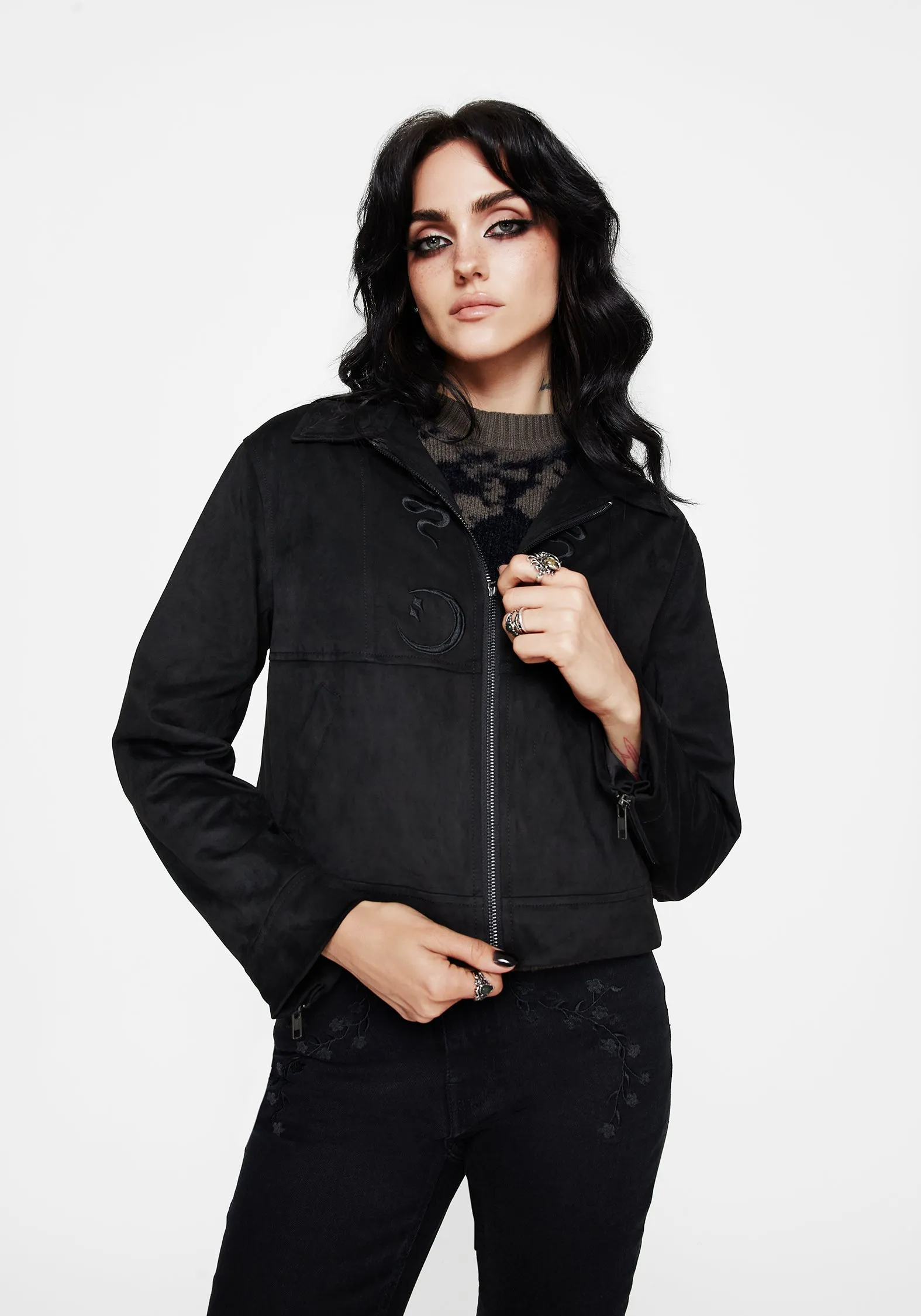 Rite Celestial Embroidered Suedette Jacket ReinforcedElbows