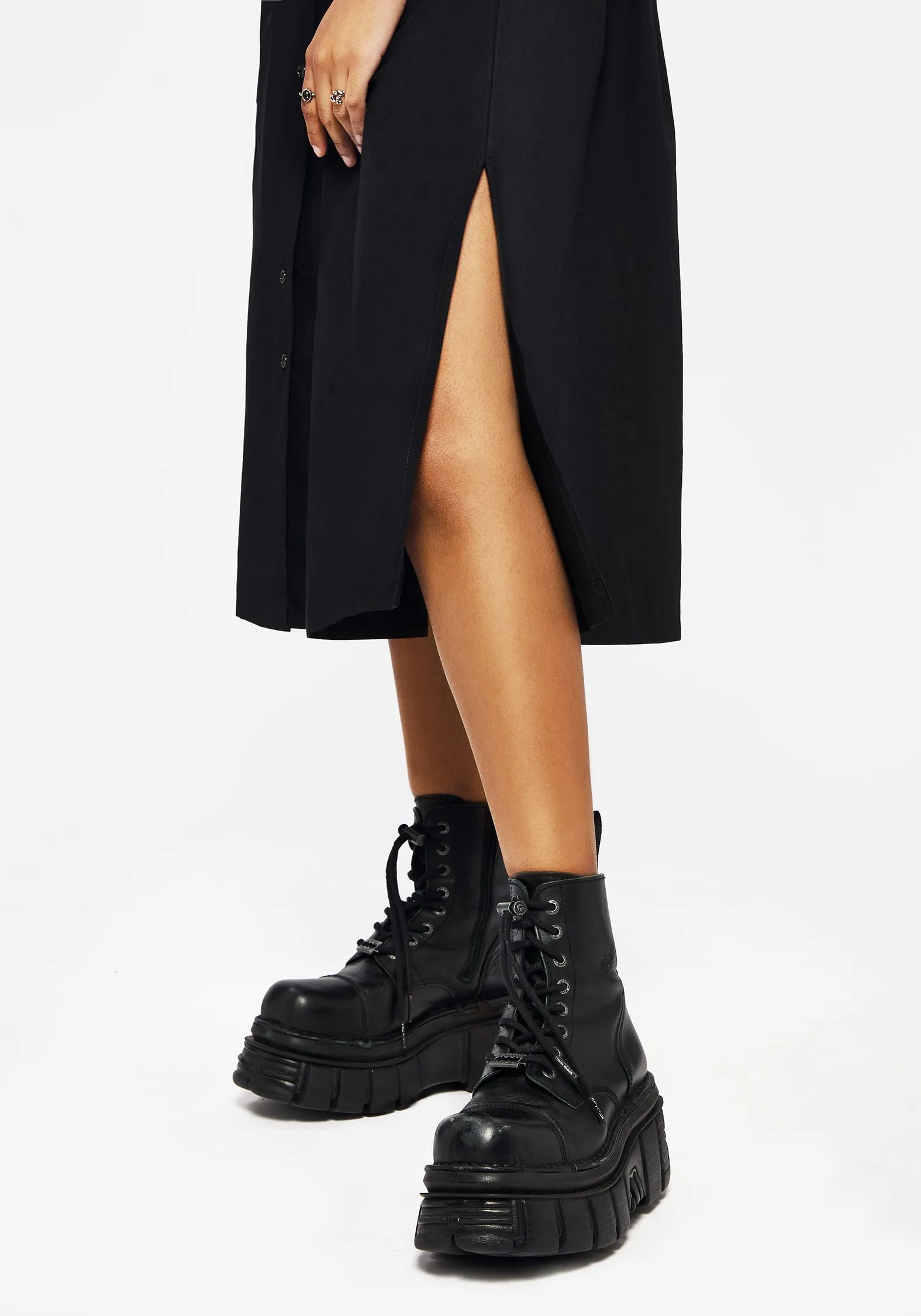 Finis Cotton Button Up Midi Shirt Dress Seasonal Style