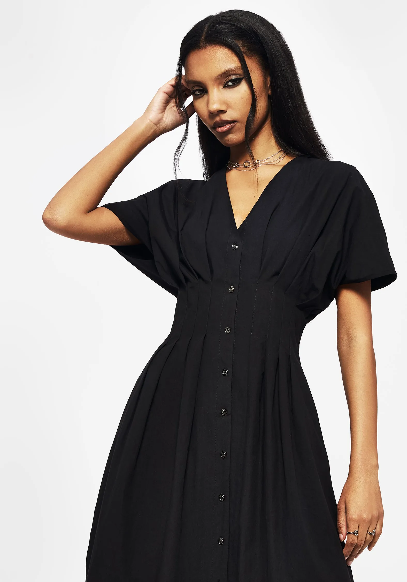 Light Finish Clean Outfit Finis Cotton Button Up Midi Shirt Dress