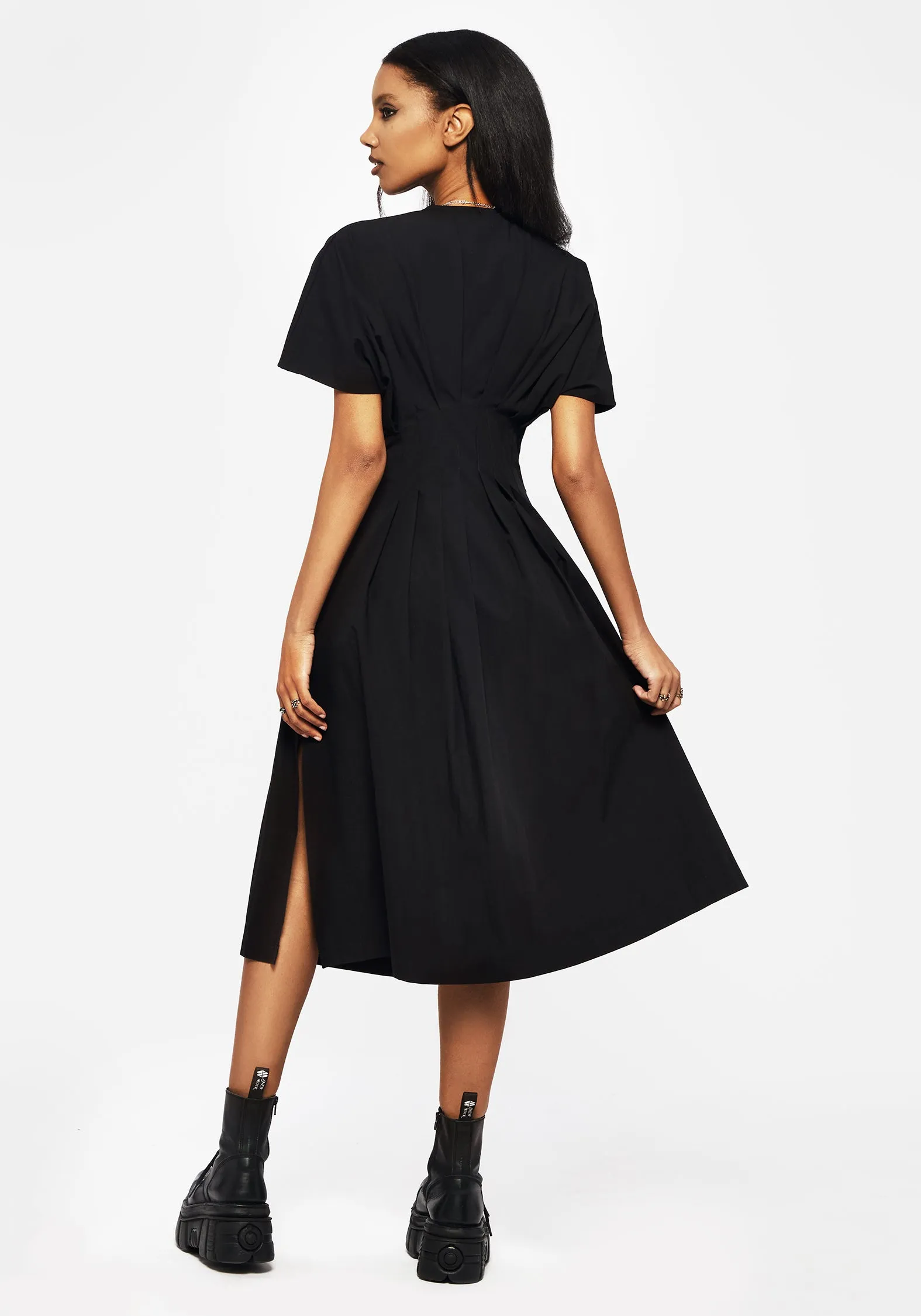 Finis Cotton Button Up Midi Shirt Dress Feminine Energy Fall Go