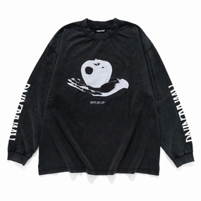 ReinforcedShoulderPanels (EX581) Apple Graphic Washed Long Sleeve Tee