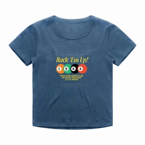 Vice 84 'Rack 'Em Up' Vintage Washed Baby Tee - Blue School spirit