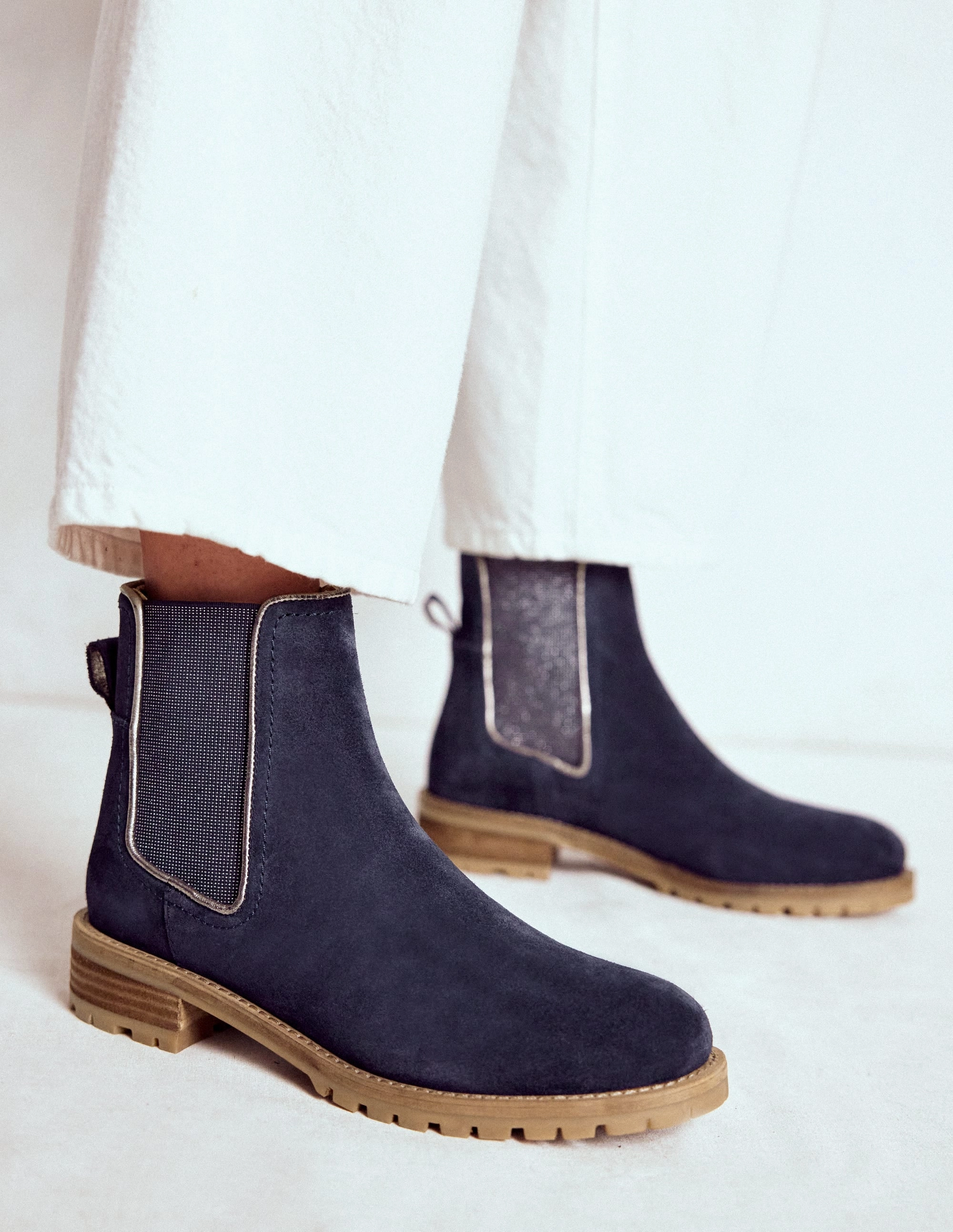 Freya Chelsea Boots-Navy Built For Work Velvet Texture