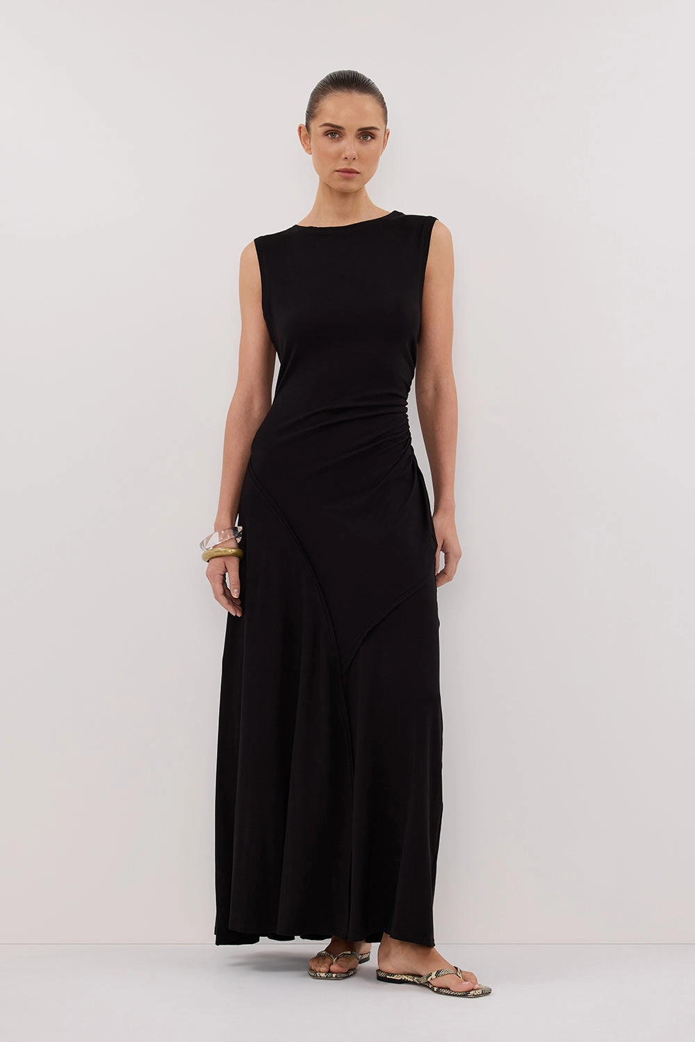 City Ready Removable-Straps HADLEY BLACK SLEEVELESS KNIT MAXI DRESS