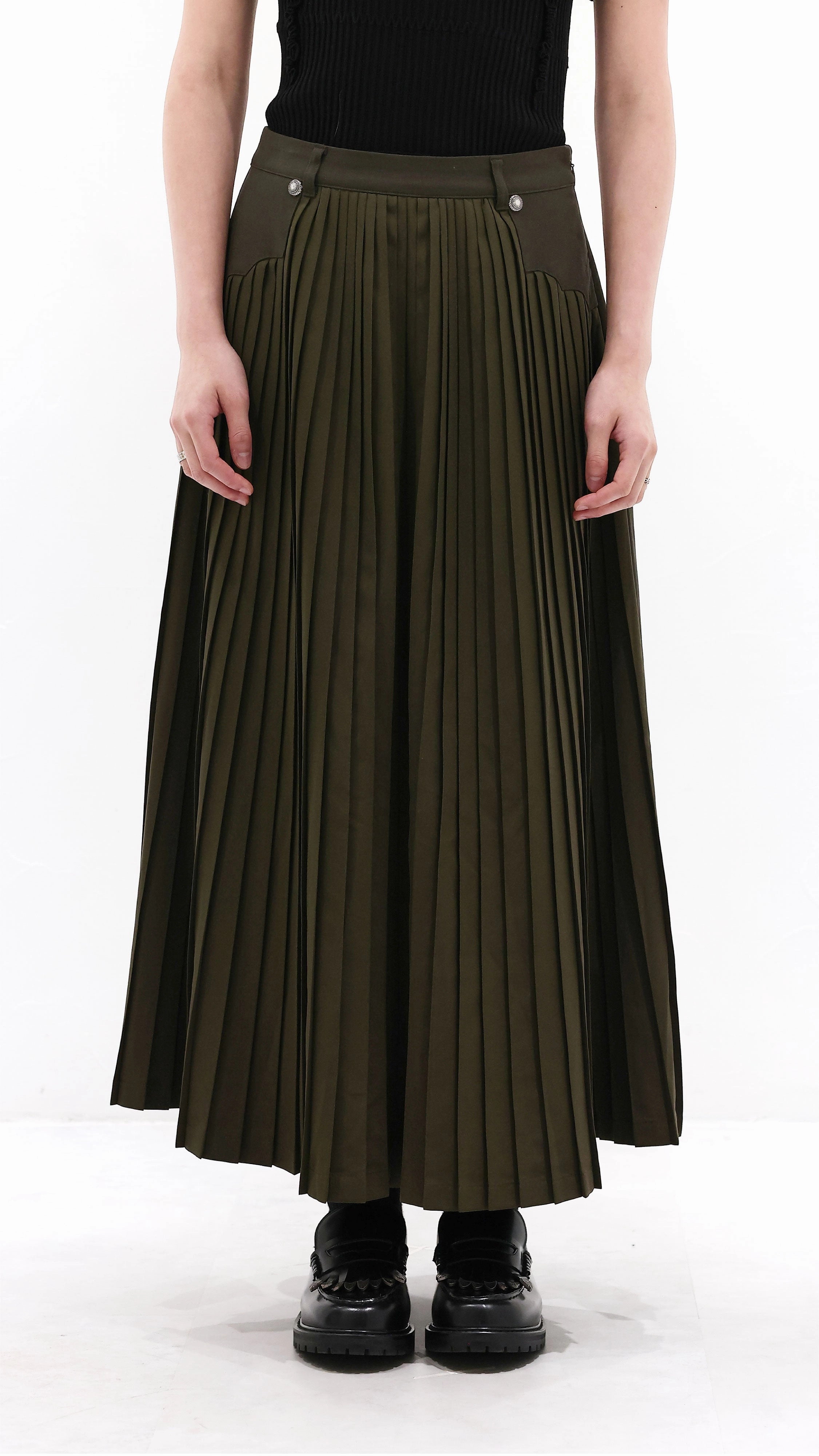 Gentle Vibe Front Pleated Flare Skirt