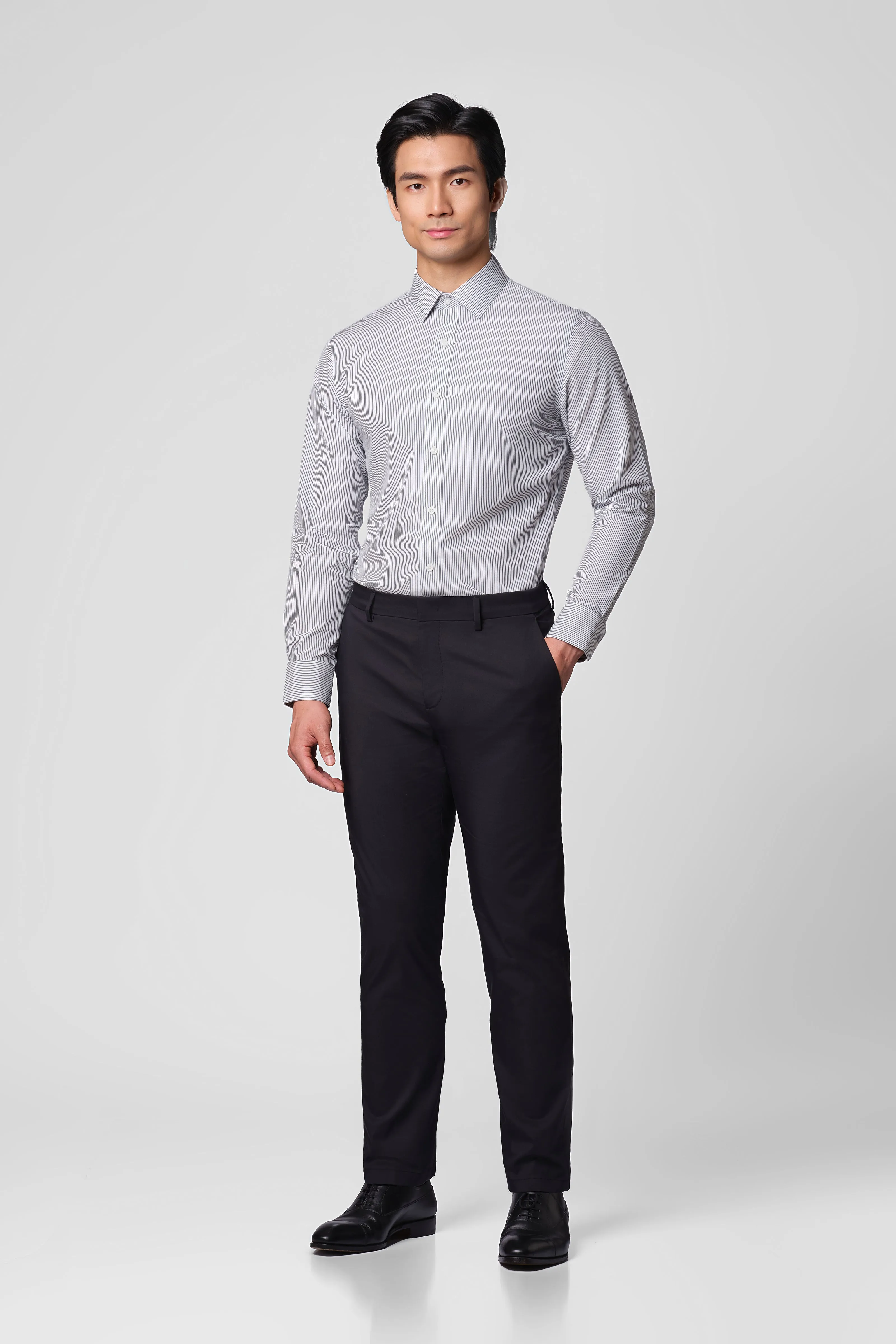 Oversized style Travel Friendly ??Frozen in Tones?? Waterless Dye Dress Shirt | Iceberg Stripe 22796N