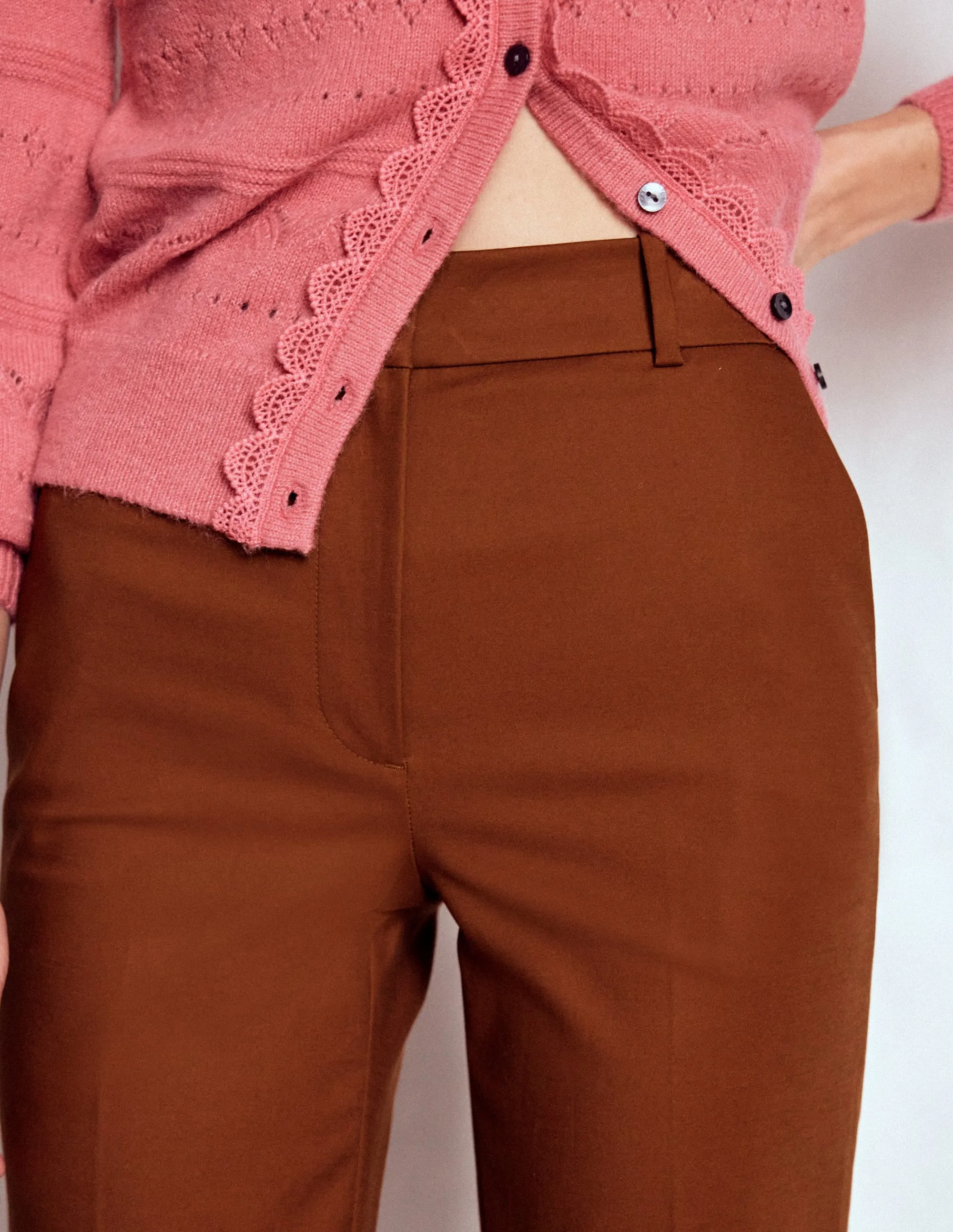 High Waist OdorResistantTreatment Full Length Canonbury Trousers-Russet