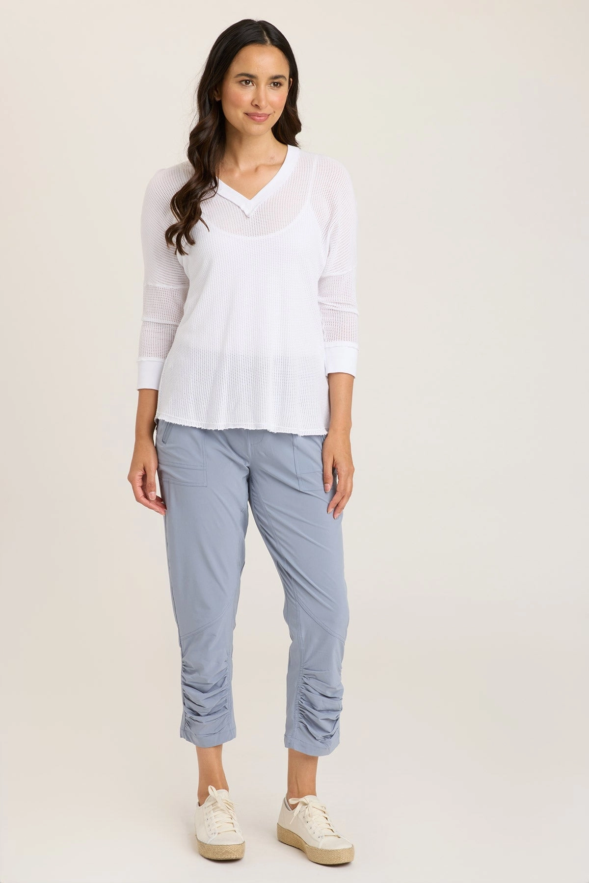 Aksana Whisper Stretch Ruched Active Slim Pant Postpartum Fit Slim Fit Fashion Flex