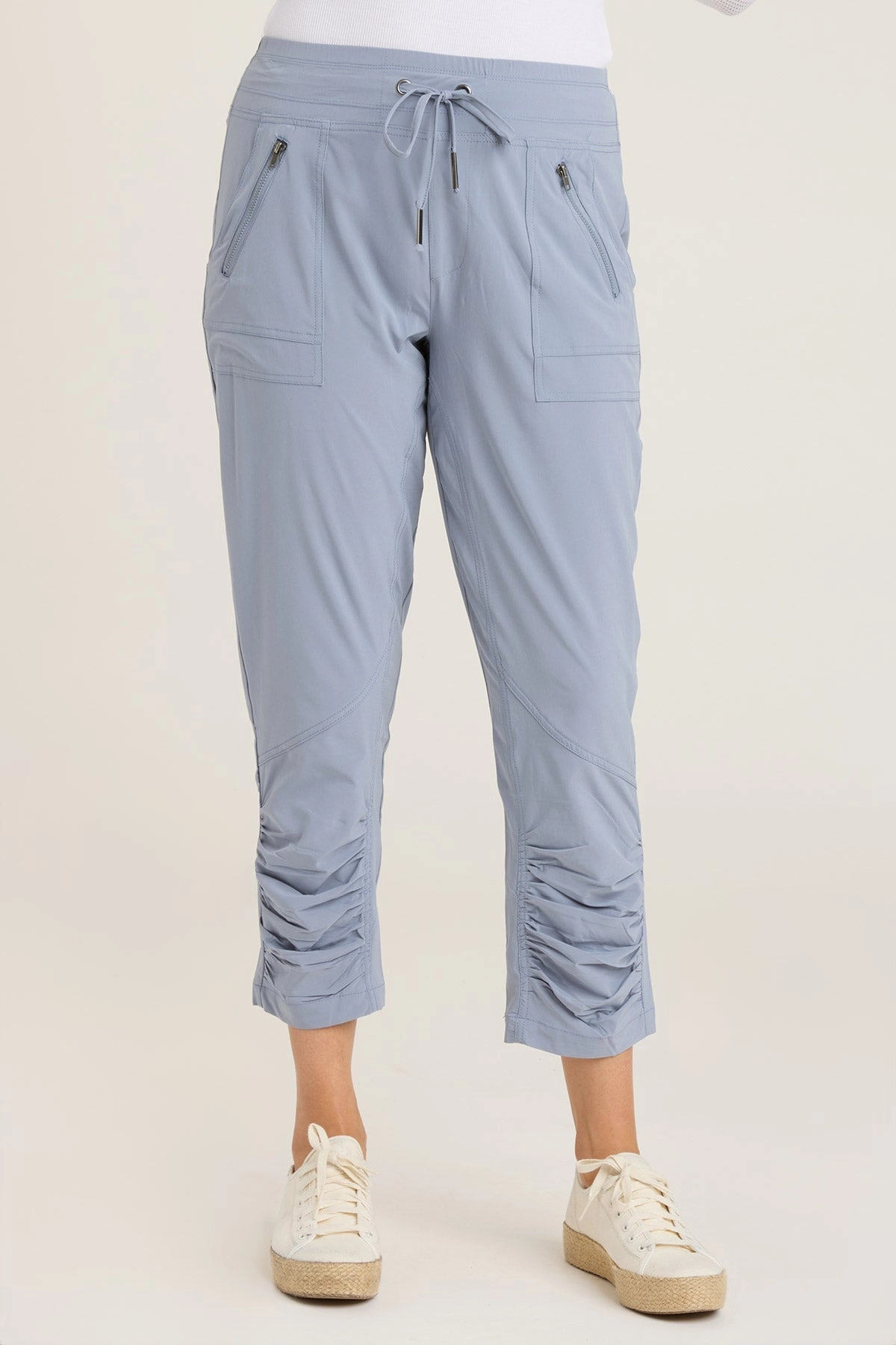 Aksana Whisper Stretch Ruched Active Slim Pant Smooth Coverage Lightweight texture