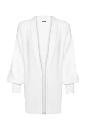 Warm and Fashionable Soft Knit Wear Fulton Sweater Jacket In Soft Blanc