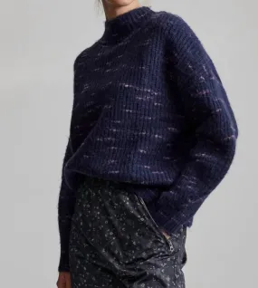 Albion Knit Top In Navy/super Pink Cold-Weather Layer Versatile Apparel