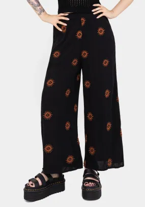 StretchFabric Solstice Embroidered Wide Leg Culotte