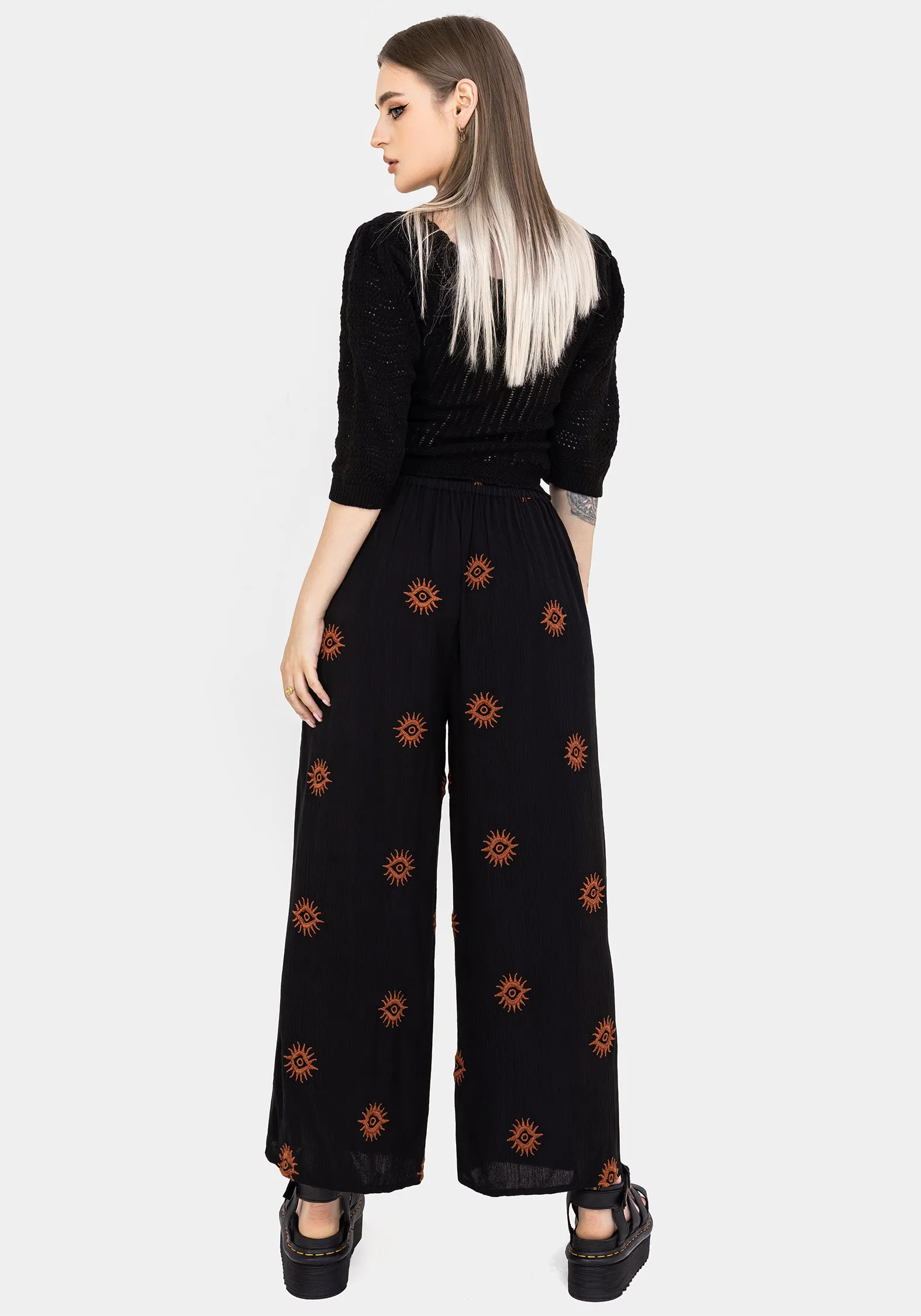 Solstice Embroidered Wide Leg Culotte Rayon drape Non Irritating Seams
