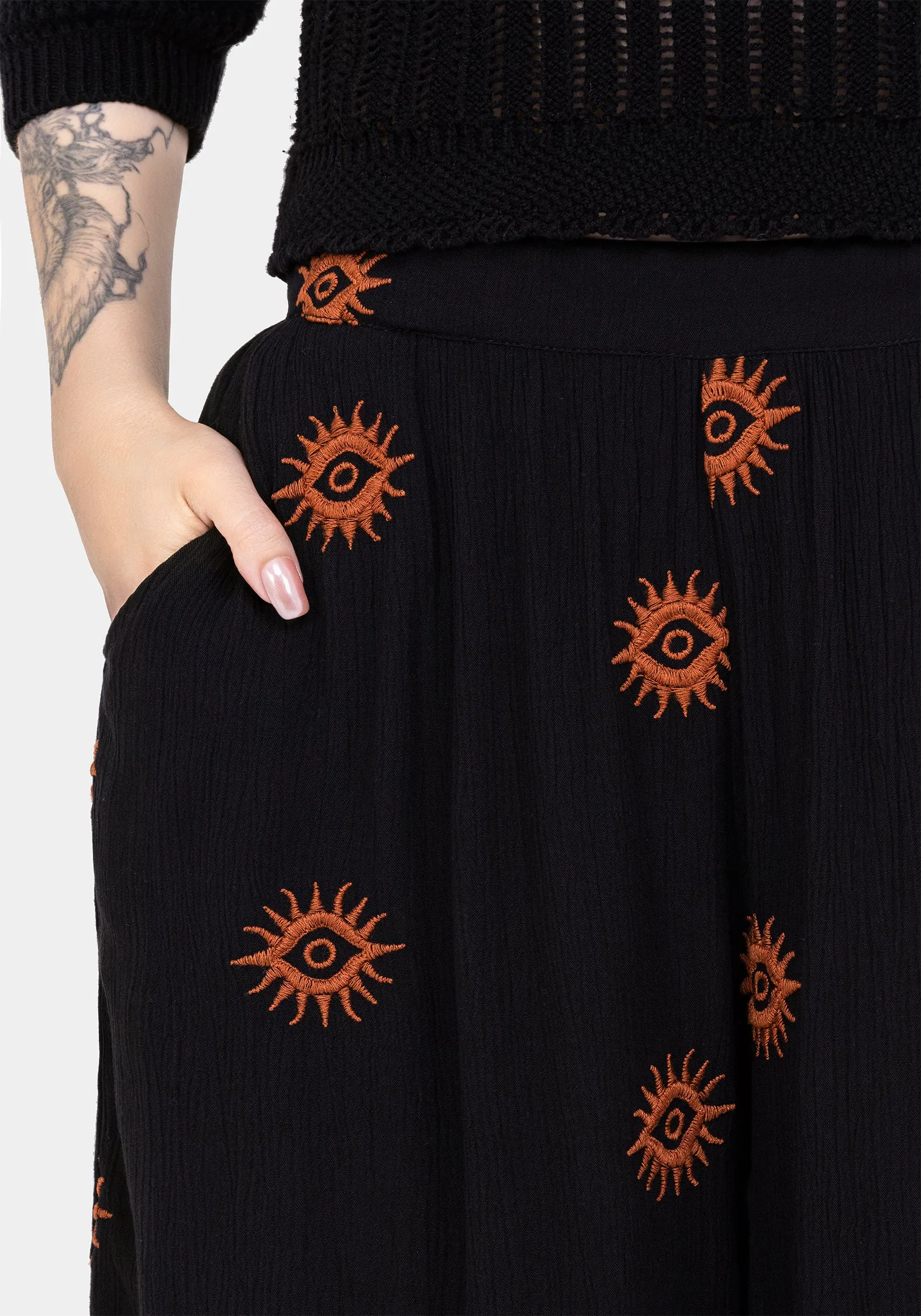 Solstice Embroidered Wide Leg Culotte Neutral Shade