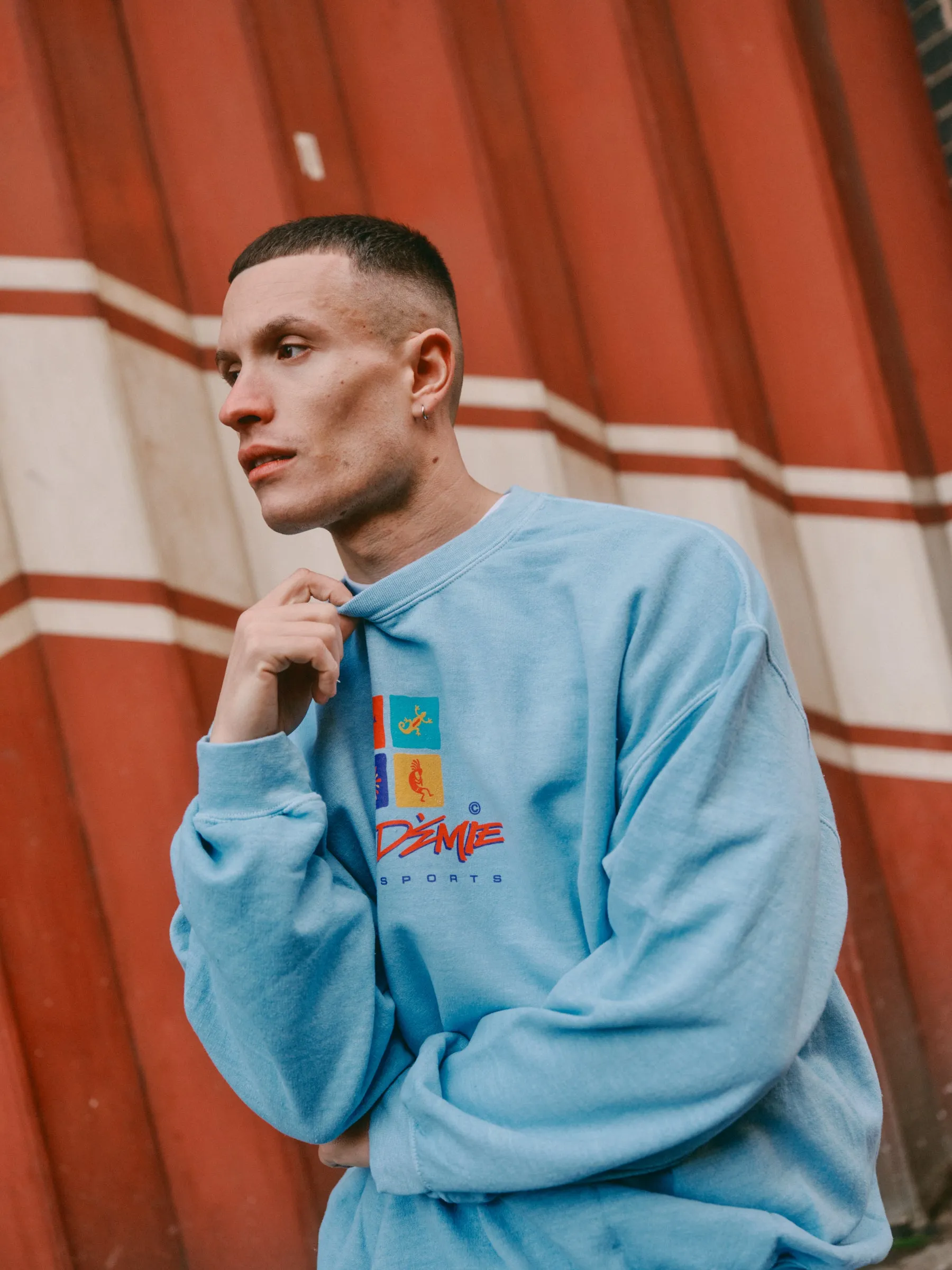 Classic Design Vice 84 'Sea Shapes' Vintage Washed Sweater - Light Blue
