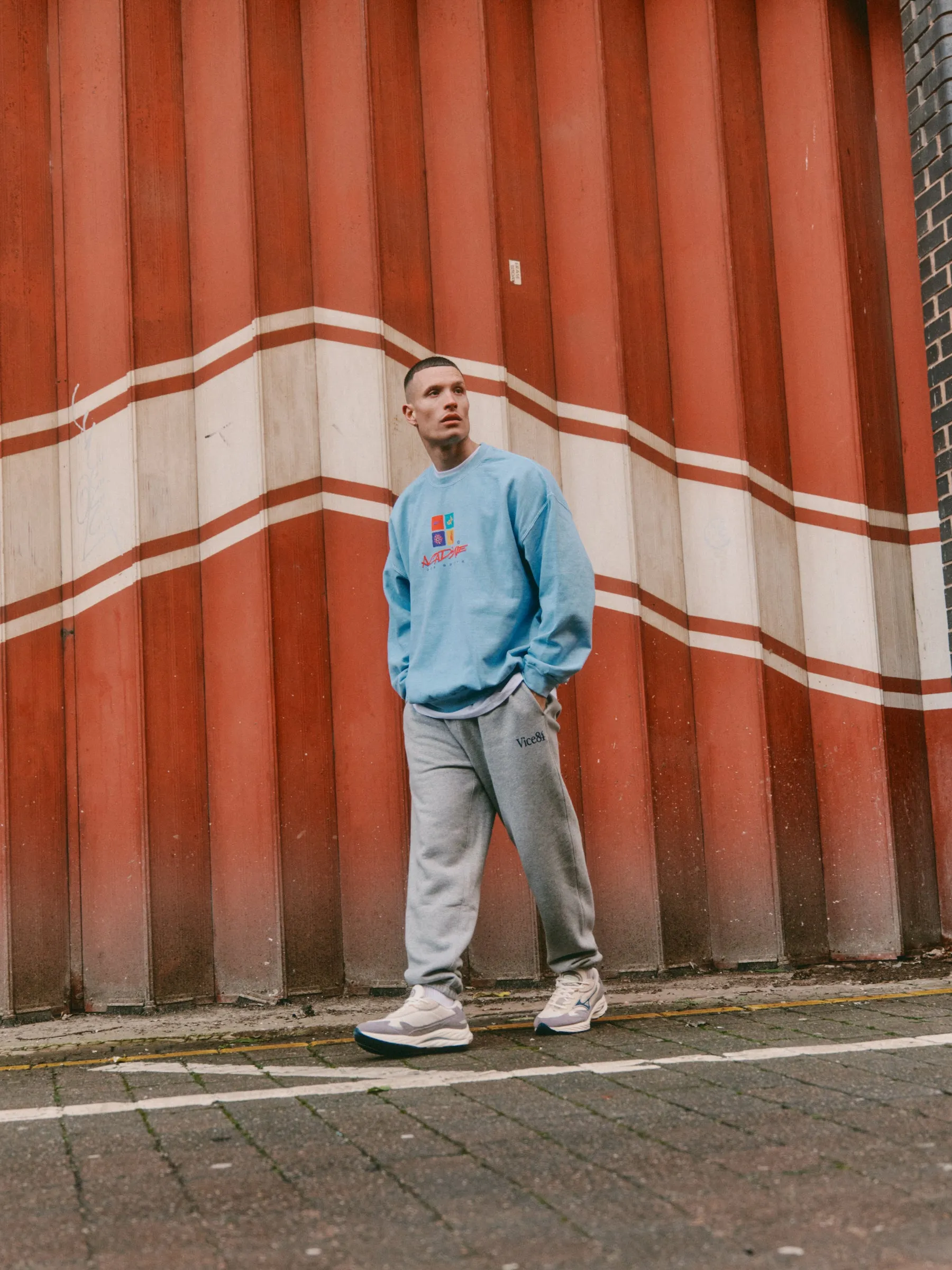 Vice 84 'Sea Shapes' Vintage Washed Sweater - Light Blue Moisture wicking