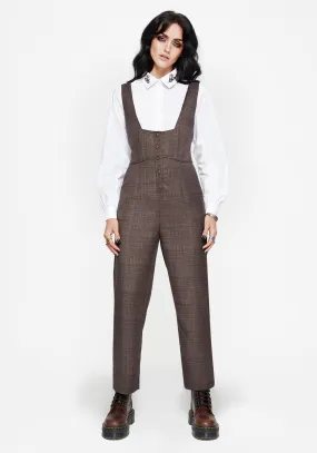 Lamya Check Tailored Straight Leg Suspender Trouser Ventilated Panels Quick Slip