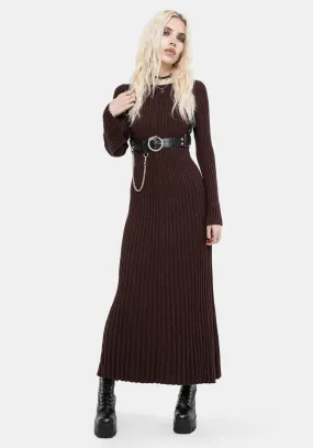 Side-Slit Sleek Wear Estella Long Sleeve Knit Maxi Dress