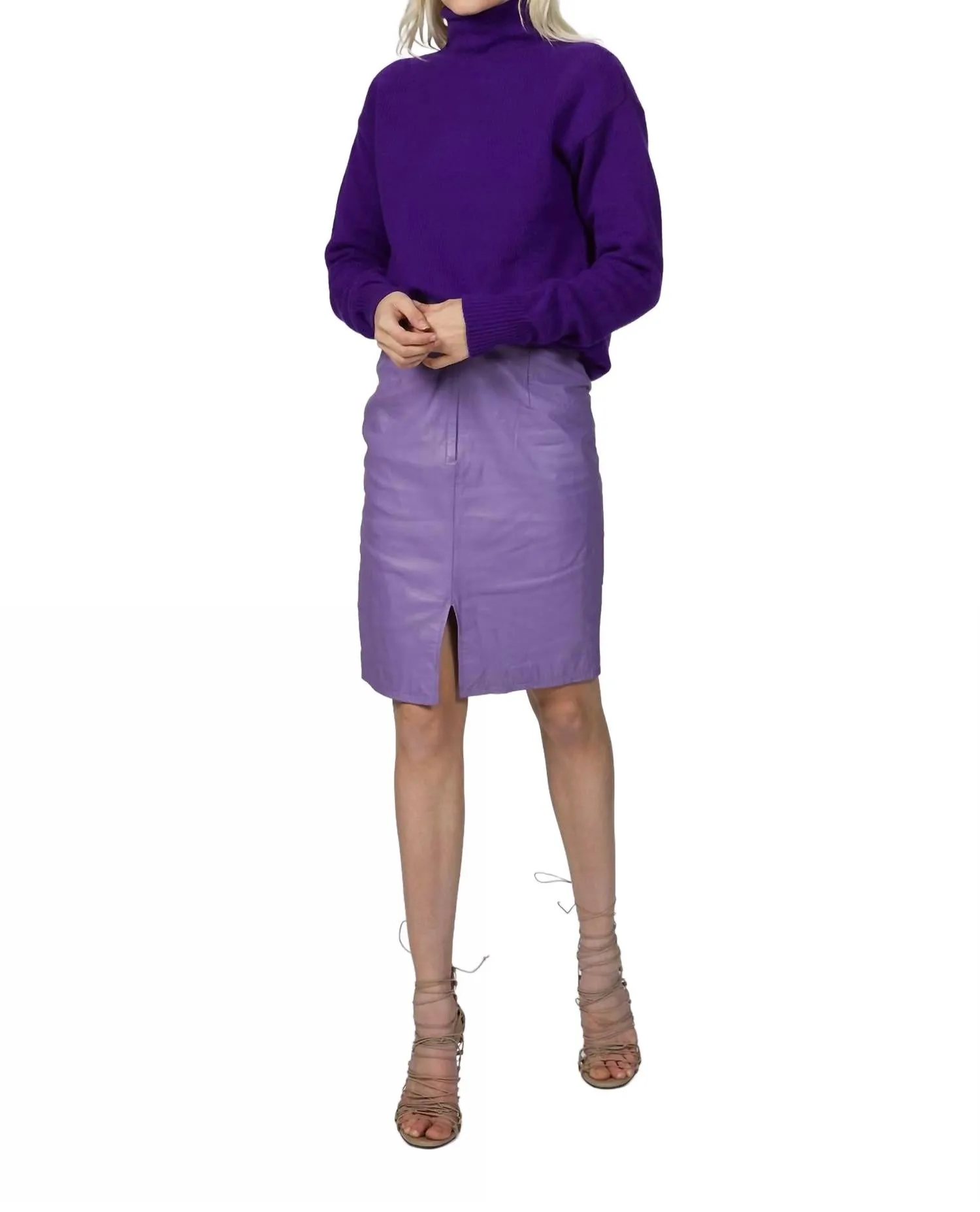 Pure Cashmere Sweater In Purple Winter Ready Knit Functional Knit