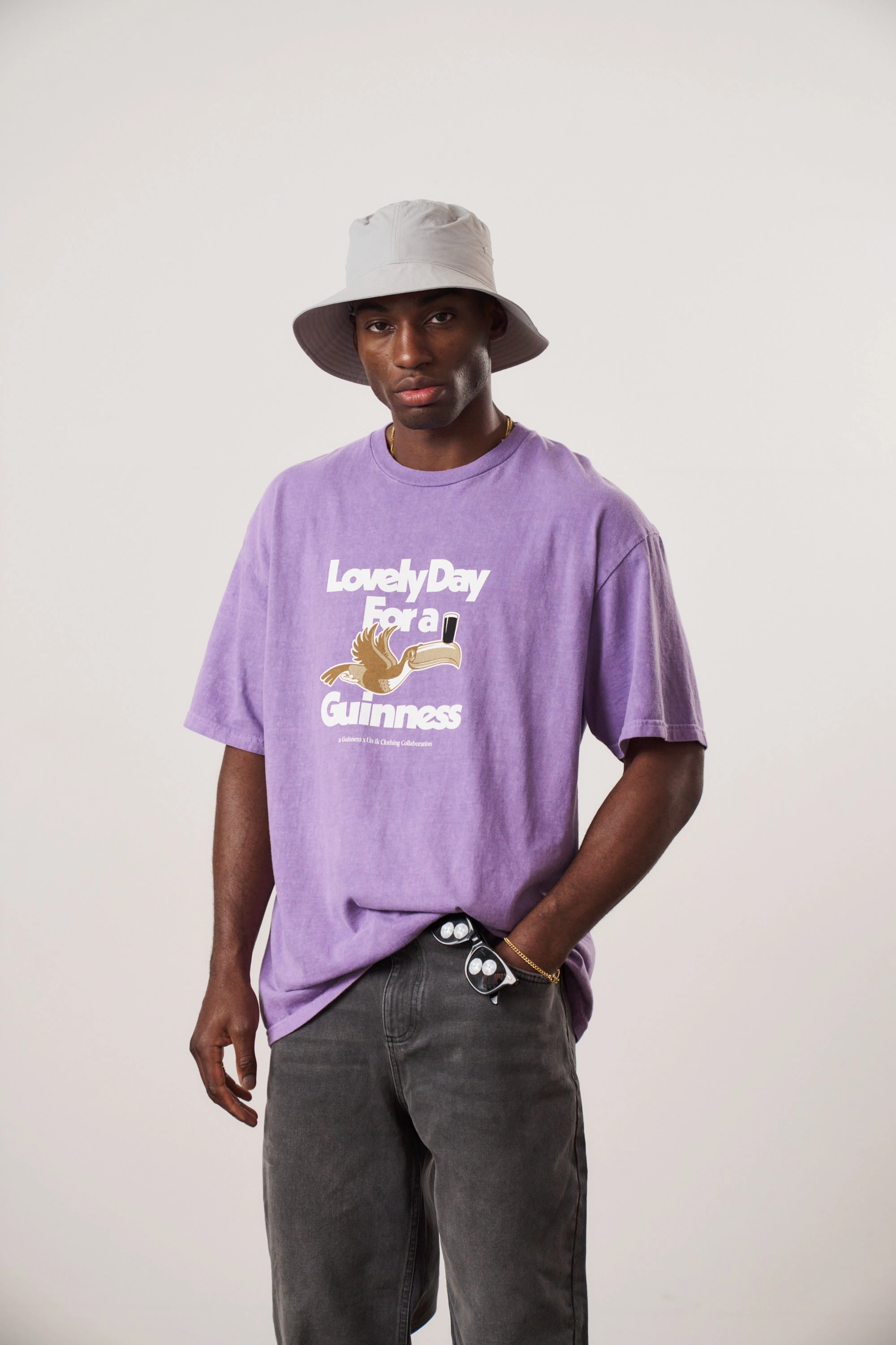 Zip Up Guinness x UN:IK 'Lovely Day' Vintage Washed Tee - Purple