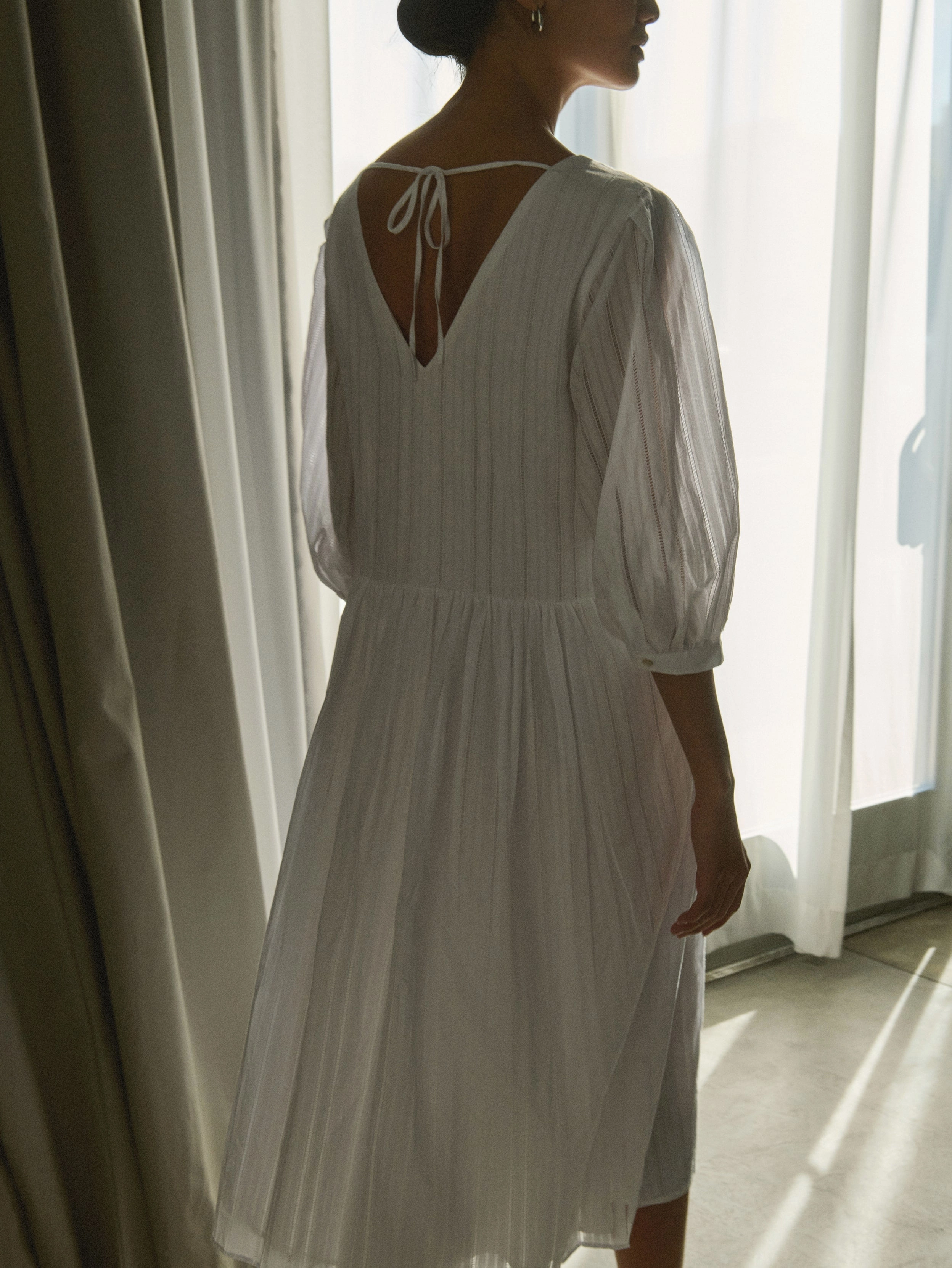 Satin-Finish Chilly Day Comfort Aya Midi Dress