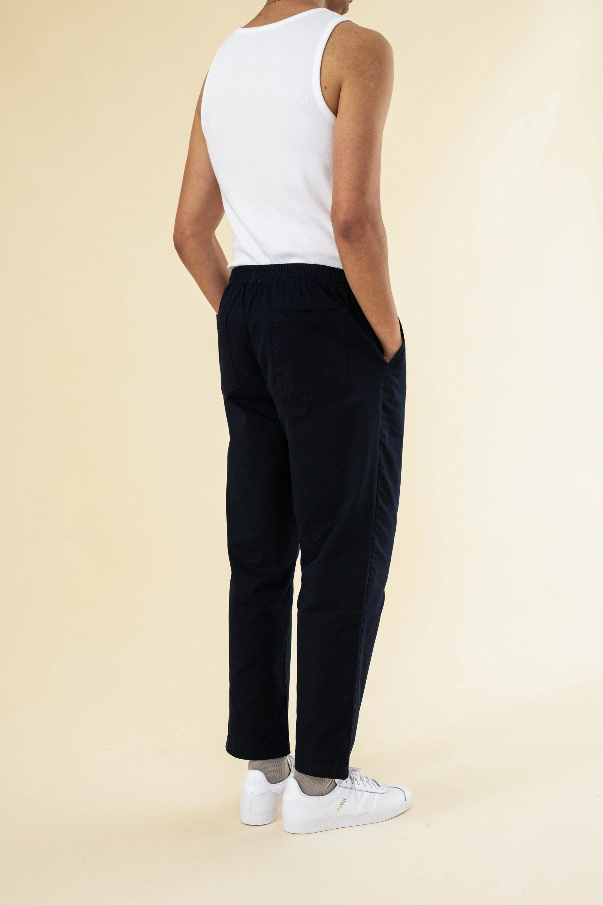 Body Fit bound William Staple Cotton Trousers - Navy