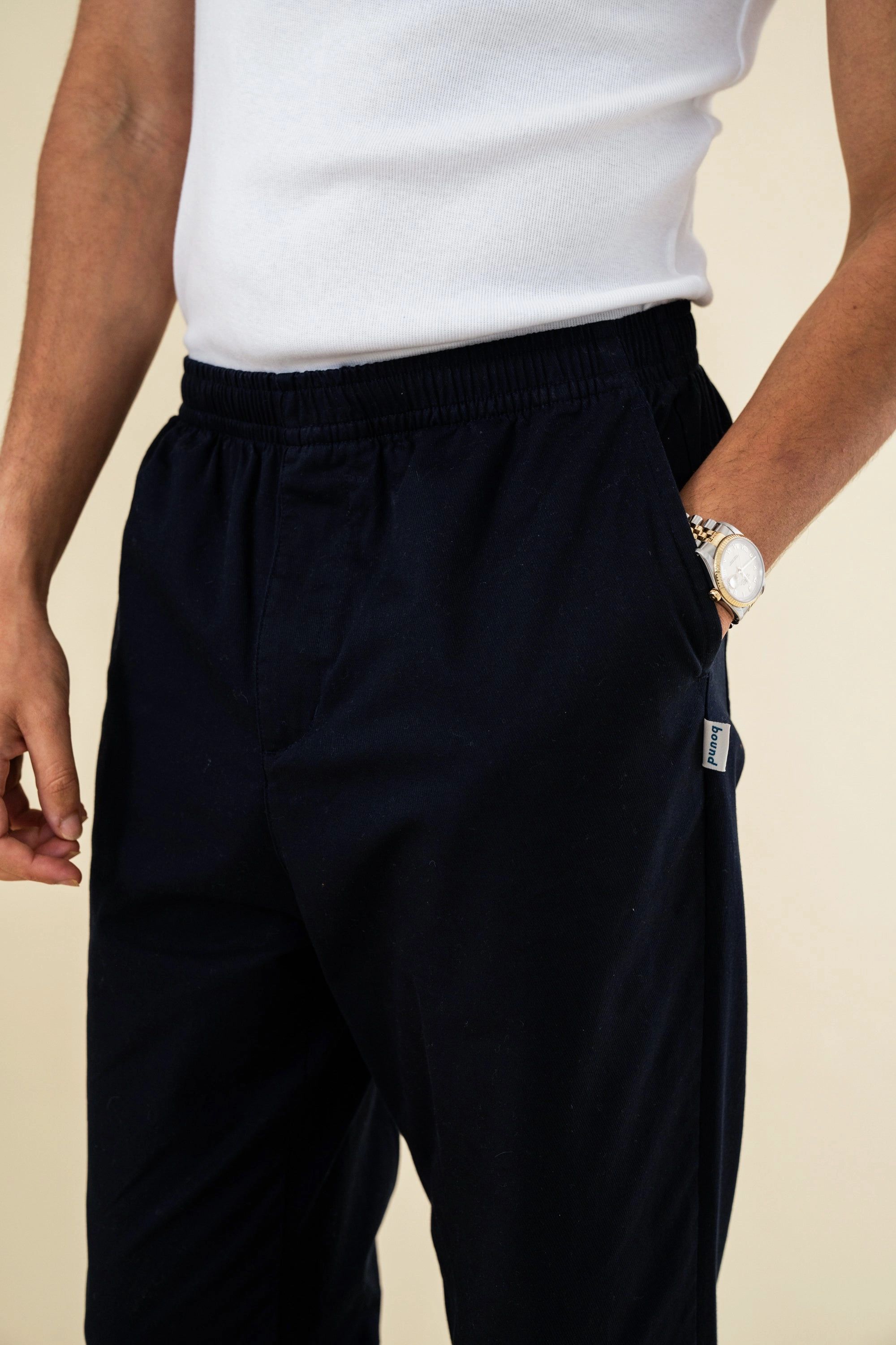 StretchFabric bound William Staple Cotton Trousers - Navy
