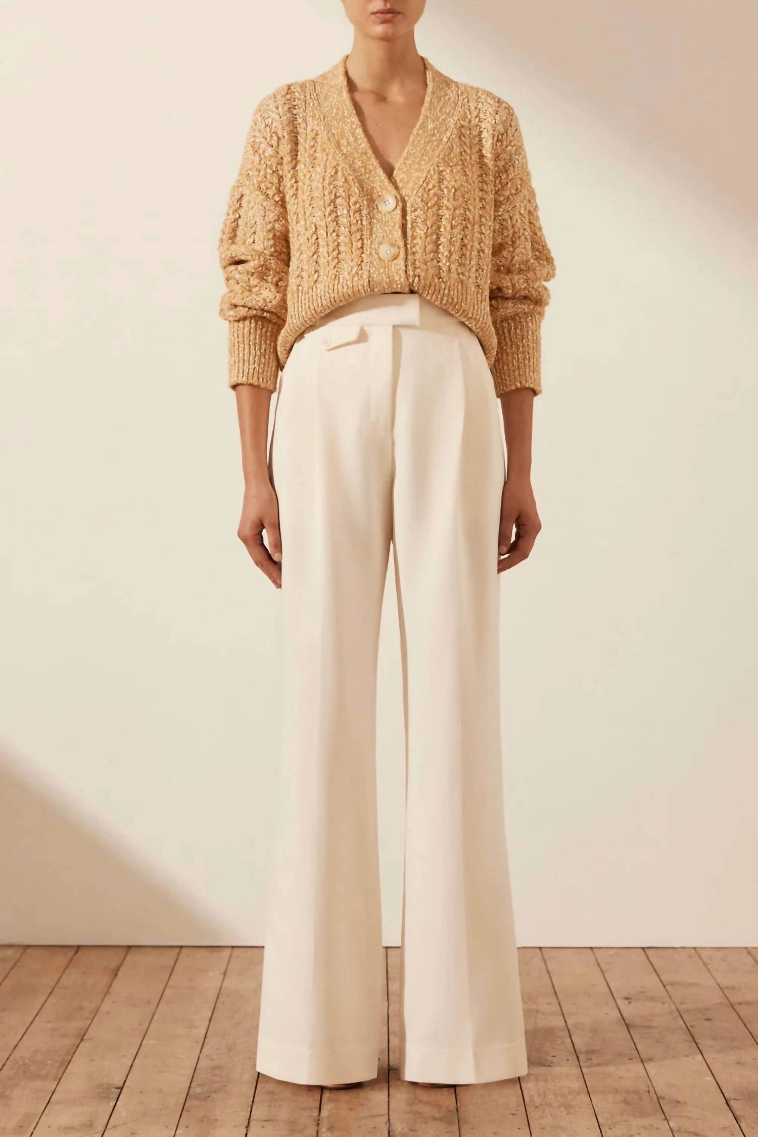 Cozy Thermal Sustainable Production Certified Siqueira Cardigan In Taffy / Cream