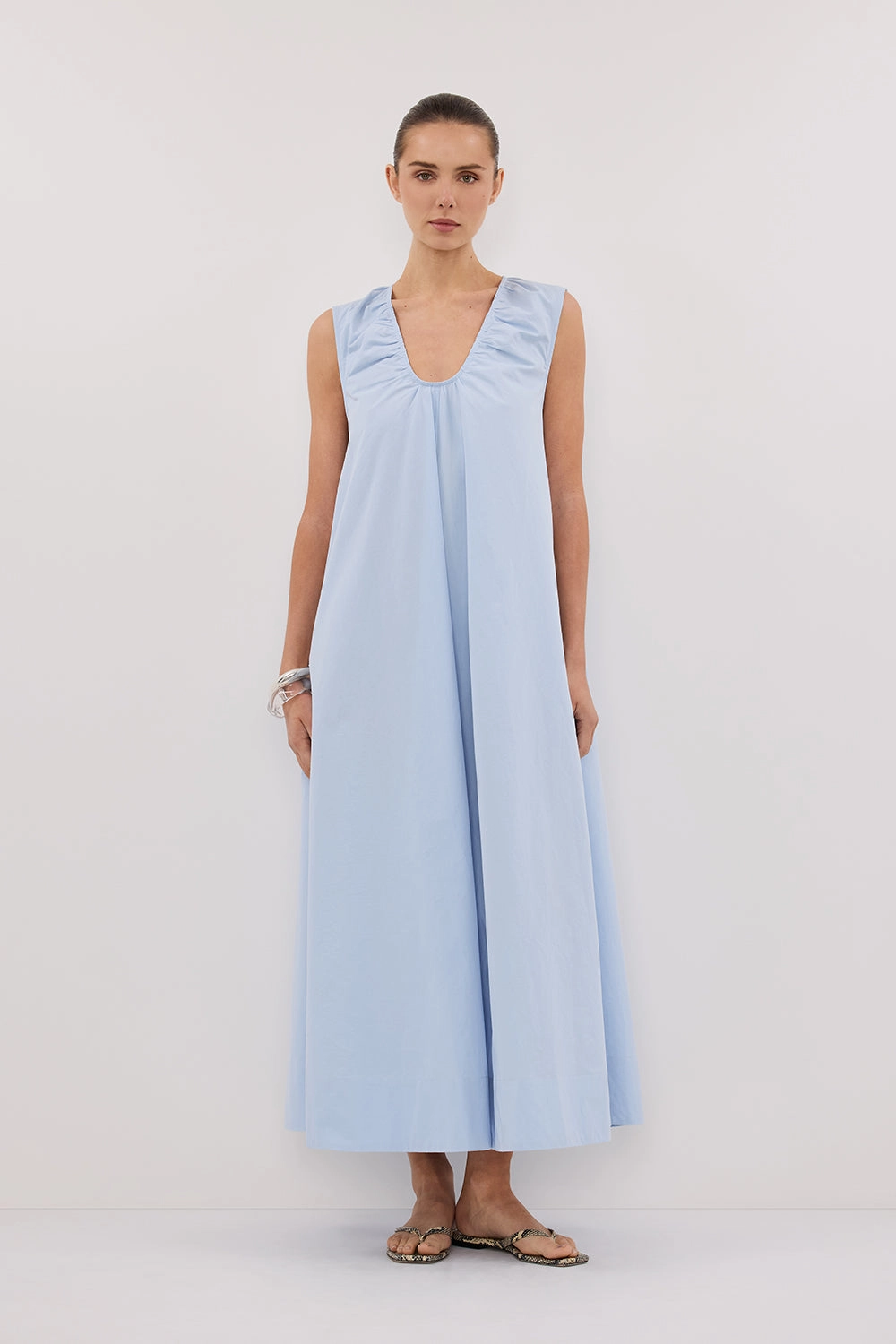 Satin Layers GABBY CORNFLOWER COTTON MIDI DRESS