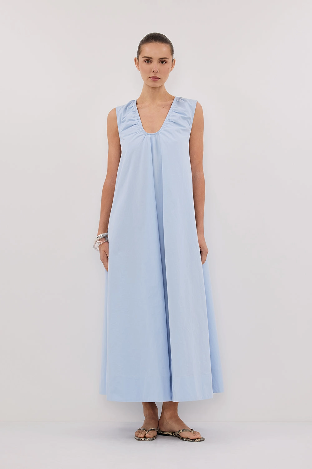 Lace Soft GABBY CORNFLOWER COTTON MIDI DRESS