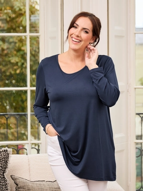 TailoredCut Reflective Detailing Tessa Jersey Top - Navy